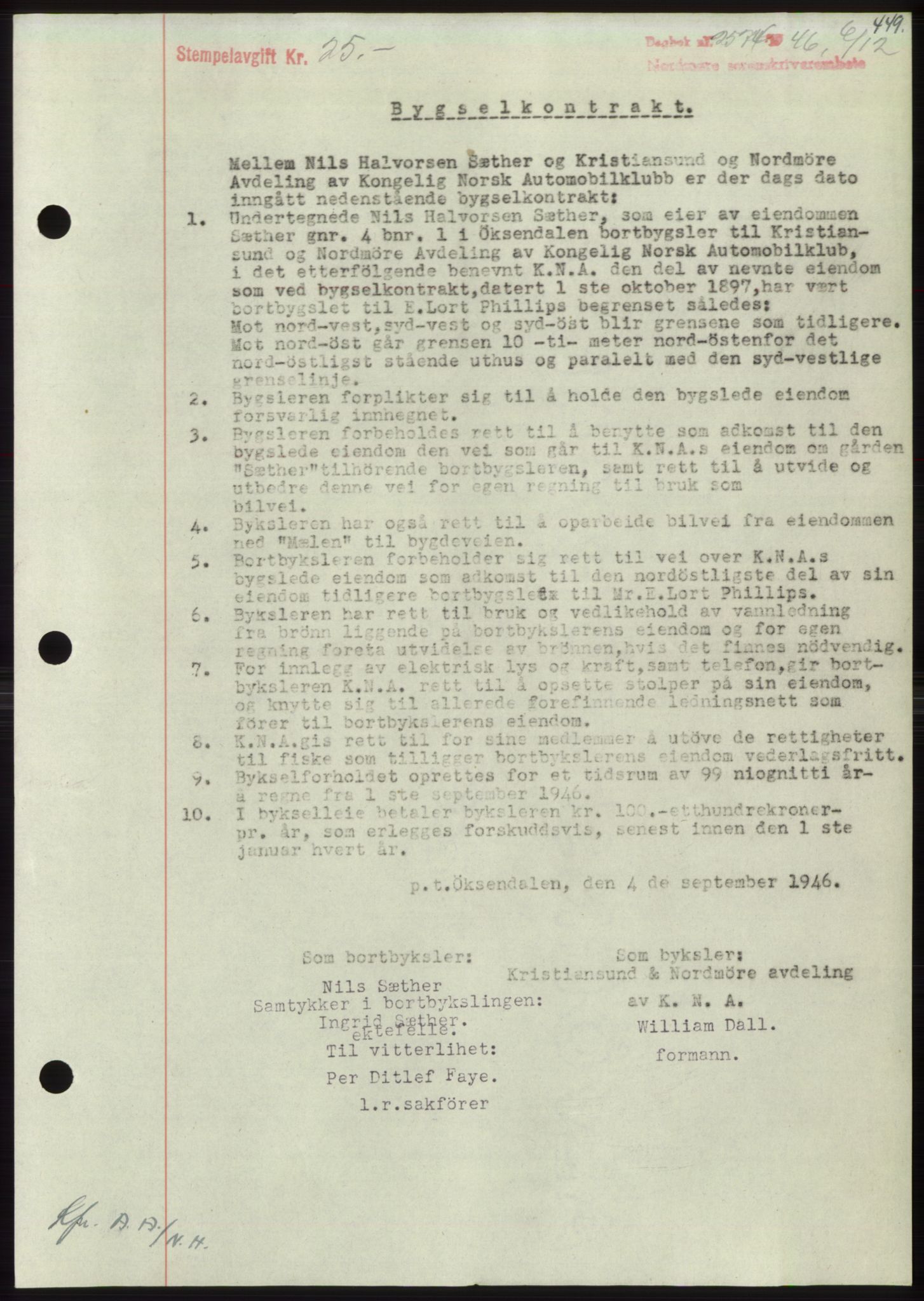 Nordmøre sorenskriveri, AV/SAT-A-4132/1/2/2Ca: Mortgage book no. B95, 1946-1947, Diary no: : 2574/1946