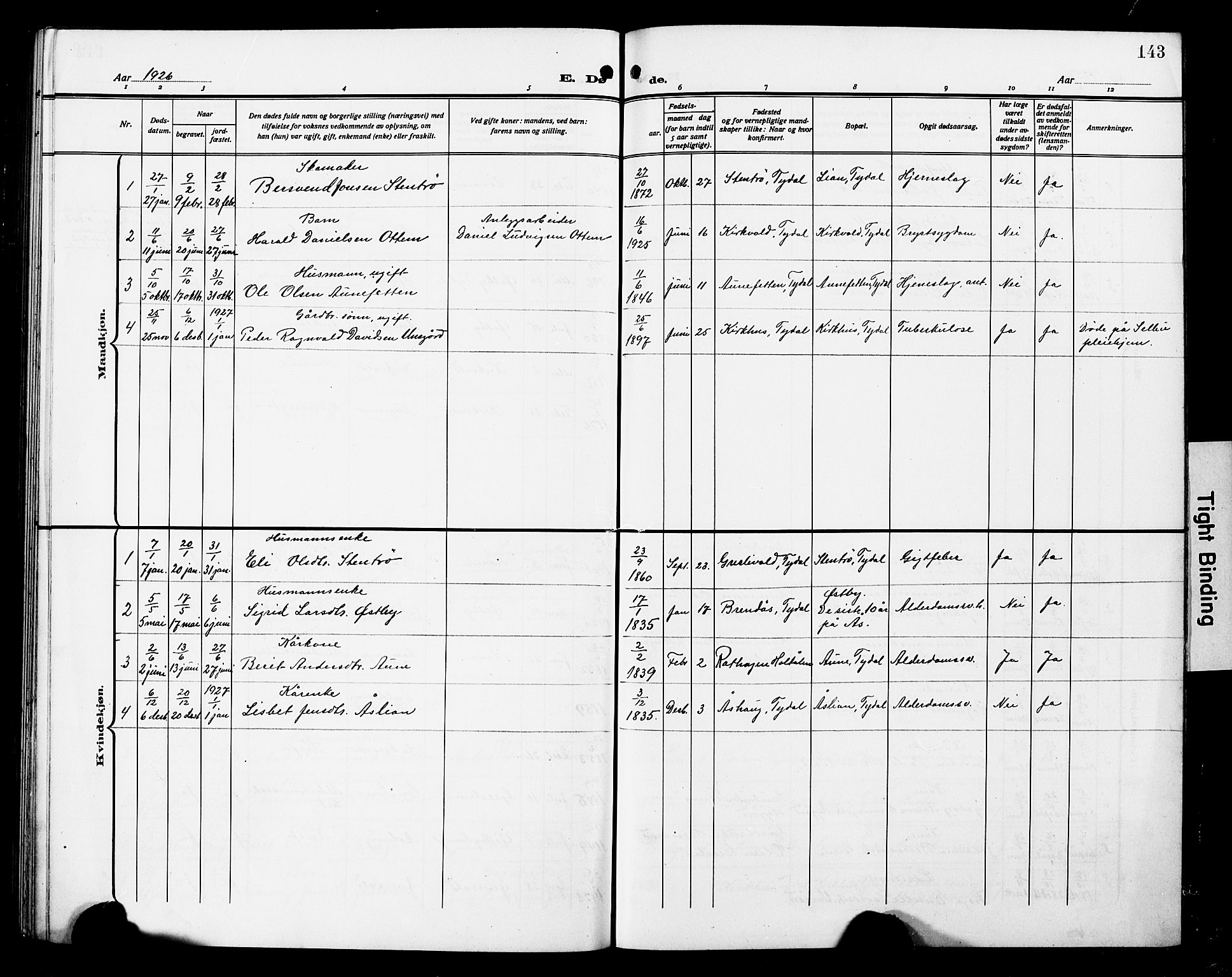 Ministerialprotokoller, klokkerbøker og fødselsregistre - Sør-Trøndelag, SAT/A-1456/698/L1168: Parish register (copy) no. 698C05, 1908-1930, p. 143