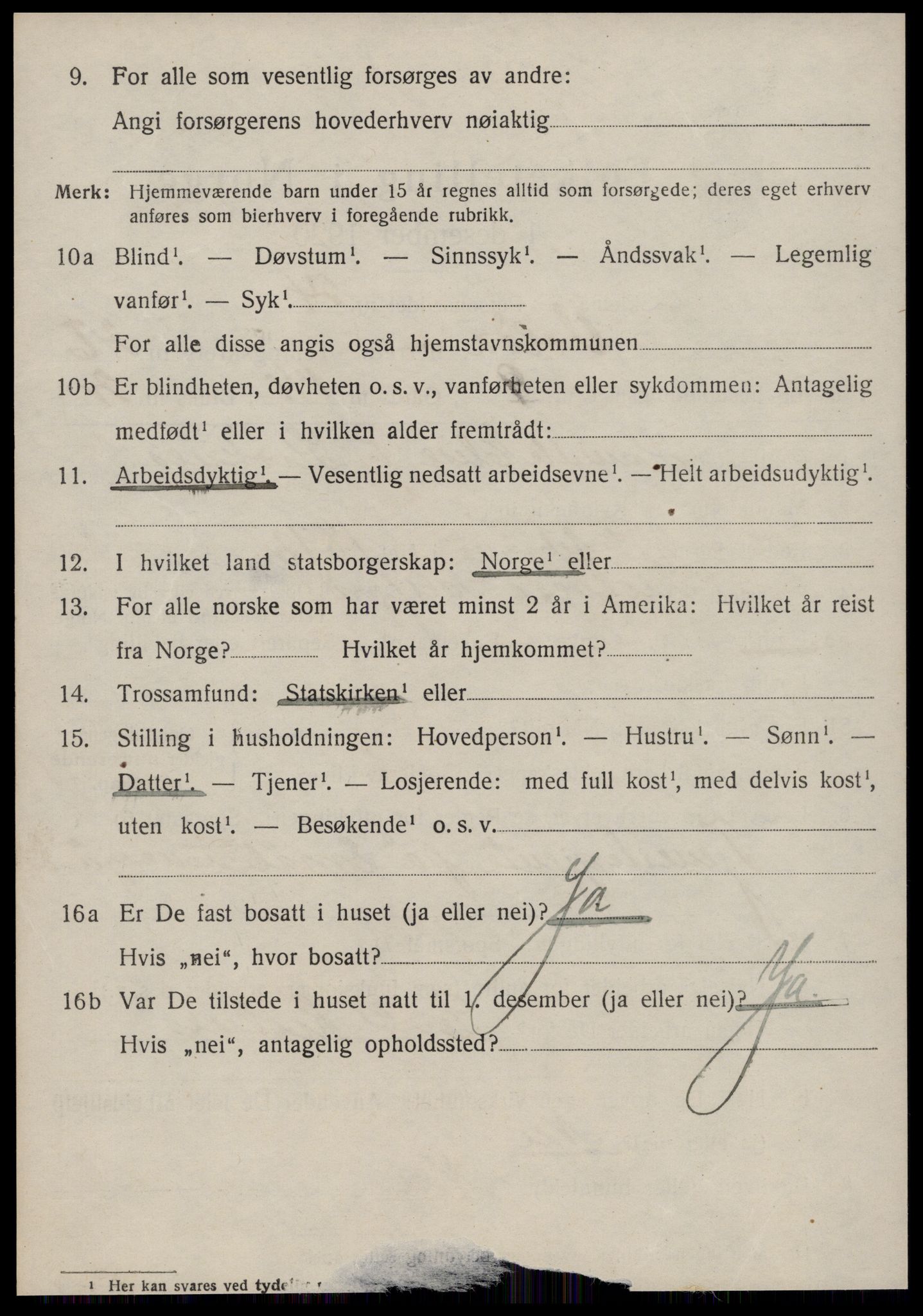 SAT, 1920 census for Volda, 1920, p. 12495