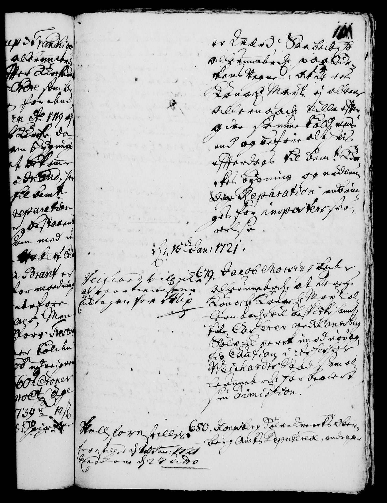 Rentekammeret, Kammerkanselliet, RA/EA-3111/G/Gh/Gha/L0003: Norsk ekstraktmemorialprotokoll, sak. 600-765 (merket RK 53.48), 1720-1721, p. 111