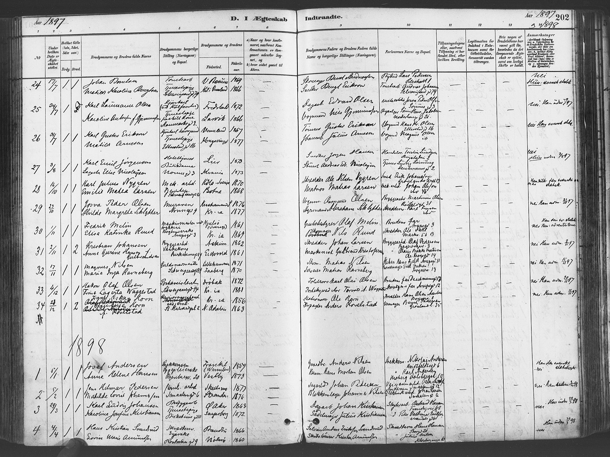 Gamlebyen prestekontor Kirkebøker, SAO/A-10884/F/Fa/L0006: Parish register (official) no. 6, 1881-1890, p. 202