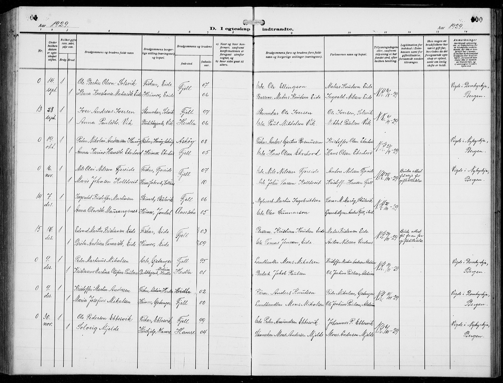 Fjell sokneprestembete, AV/SAB-A-75301/H/Hab: Parish register (copy) no. A  6, 1918-1936, p. 300