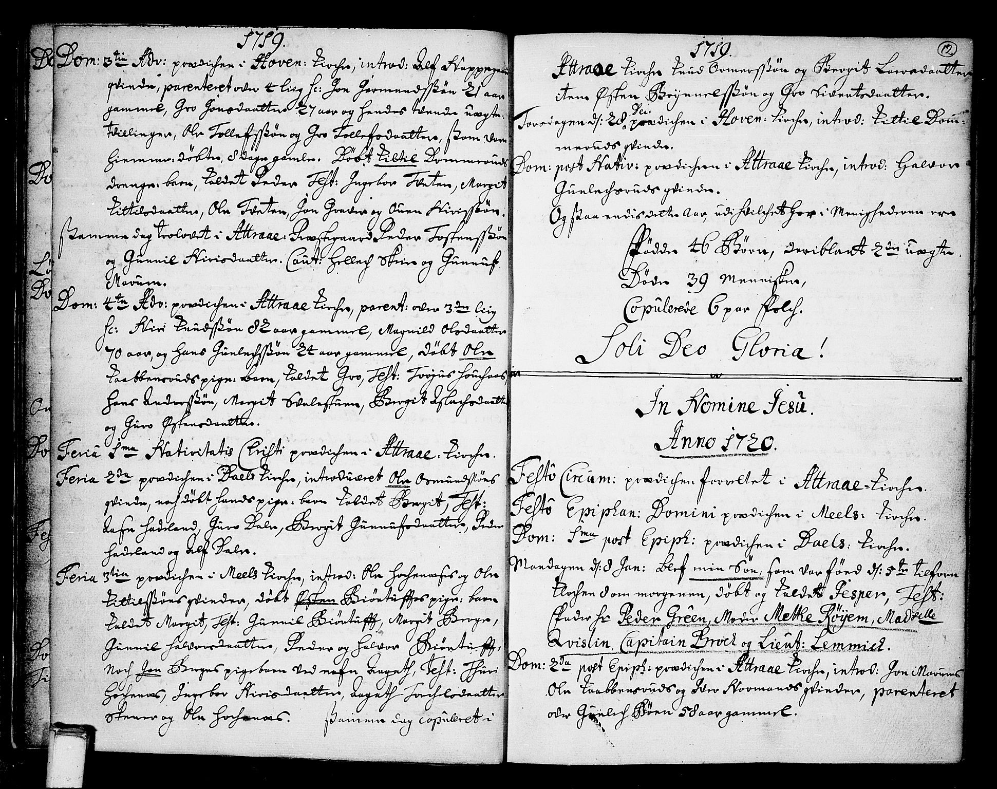 Tinn kirkebøker, SAKO/A-308/F/Fa/L0001: Parish register (official) no. I 1, 1717-1734, p. 12