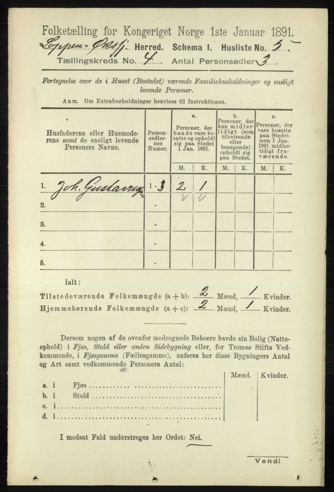 RA, 1891 census for 2014 Loppa, 1891, p. 821