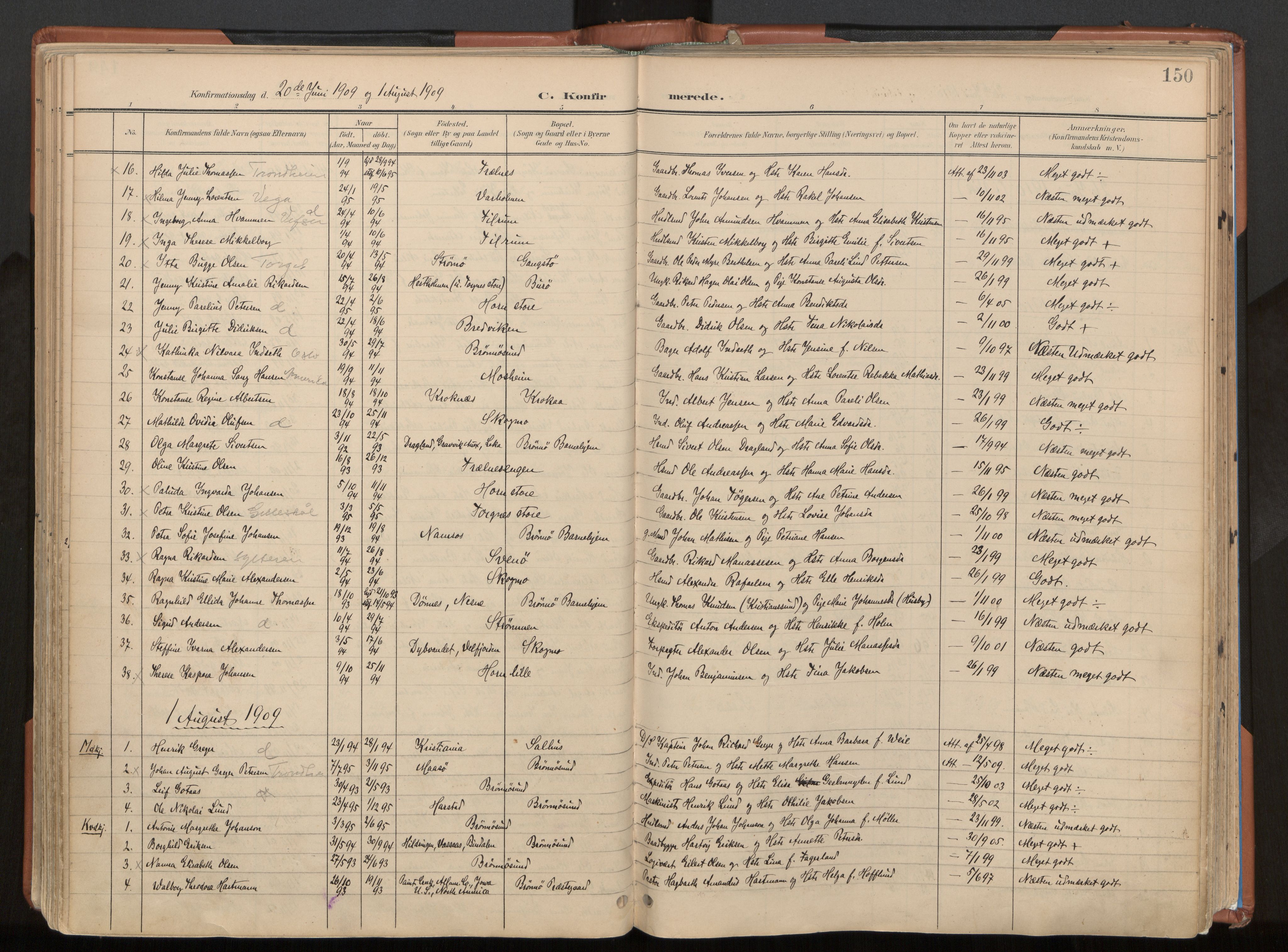 Ministerialprotokoller, klokkerbøker og fødselsregistre - Nordland, AV/SAT-A-1459/813/L0201: Parish register (official) no. 813A11, 1901-1918, p. 150