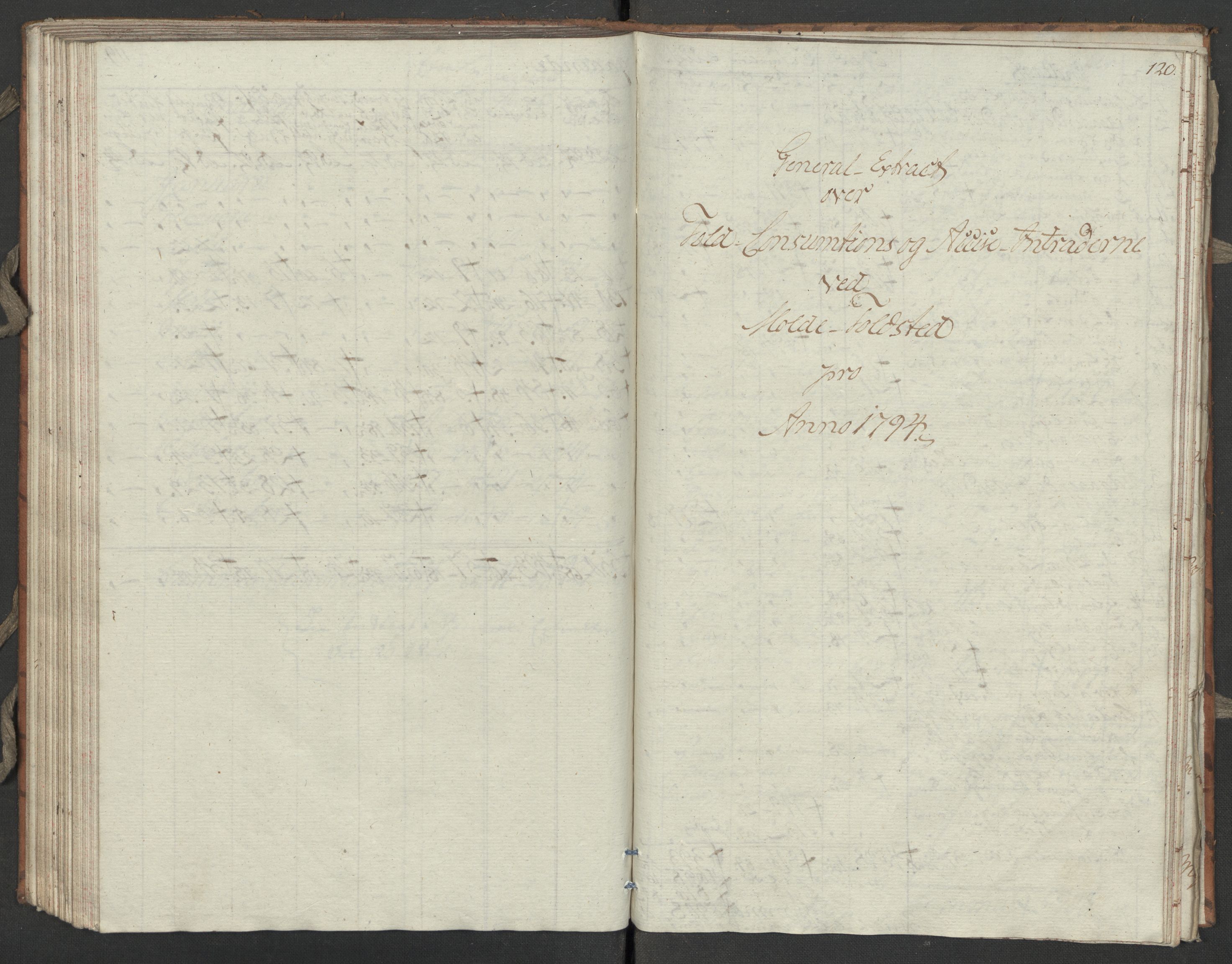 Generaltollkammeret, tollregnskaper, RA/EA-5490/R31/L0055/0001: Tollregnskaper Molde / Tollbok, 1794, p. 119b-120a