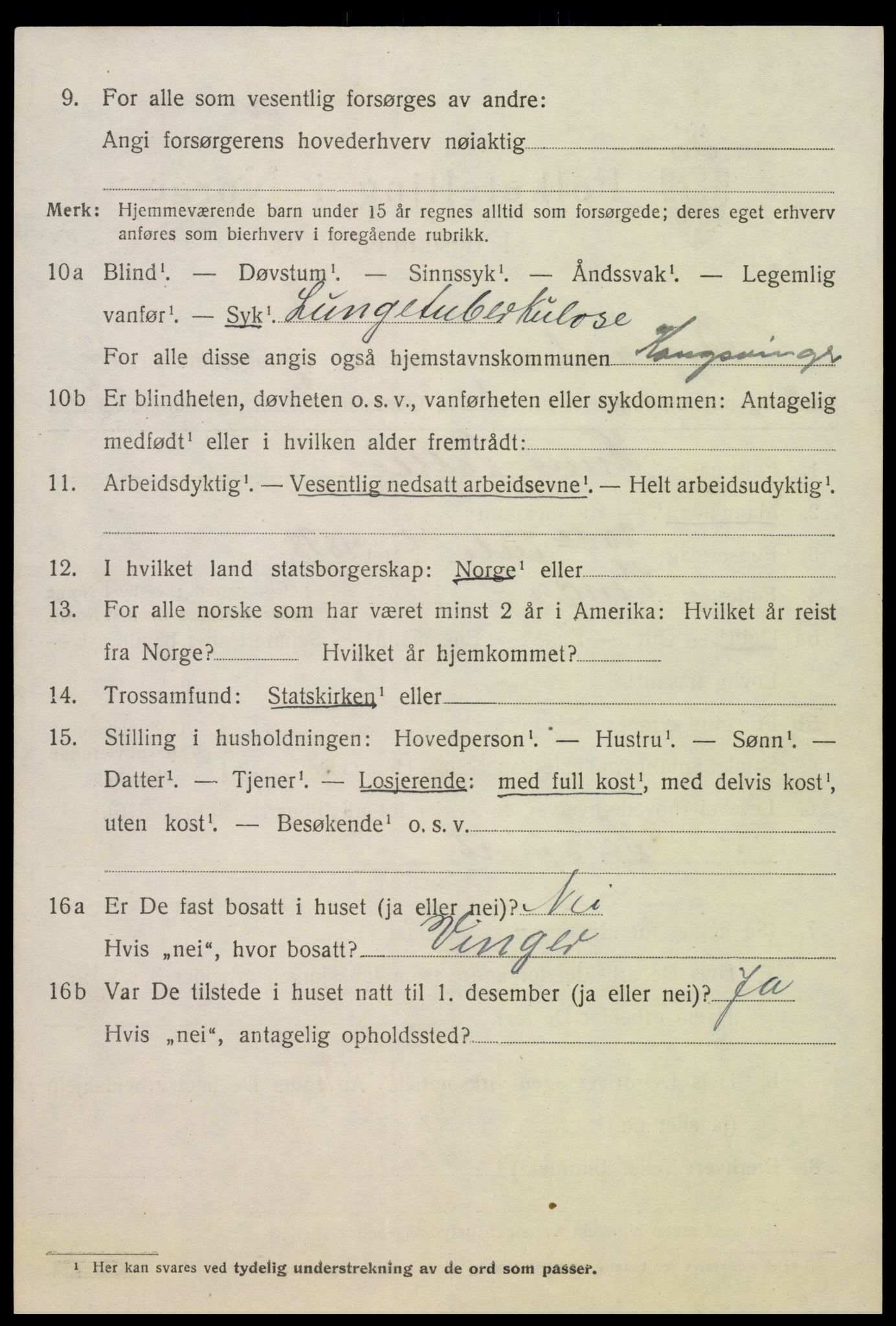 SAK, 1920 census for Bygland, 1920, p. 4466