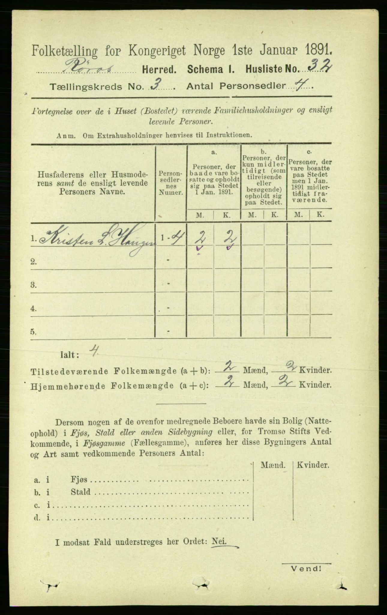 RA, 1891 census for 1640 Røros, 1891, p. 520