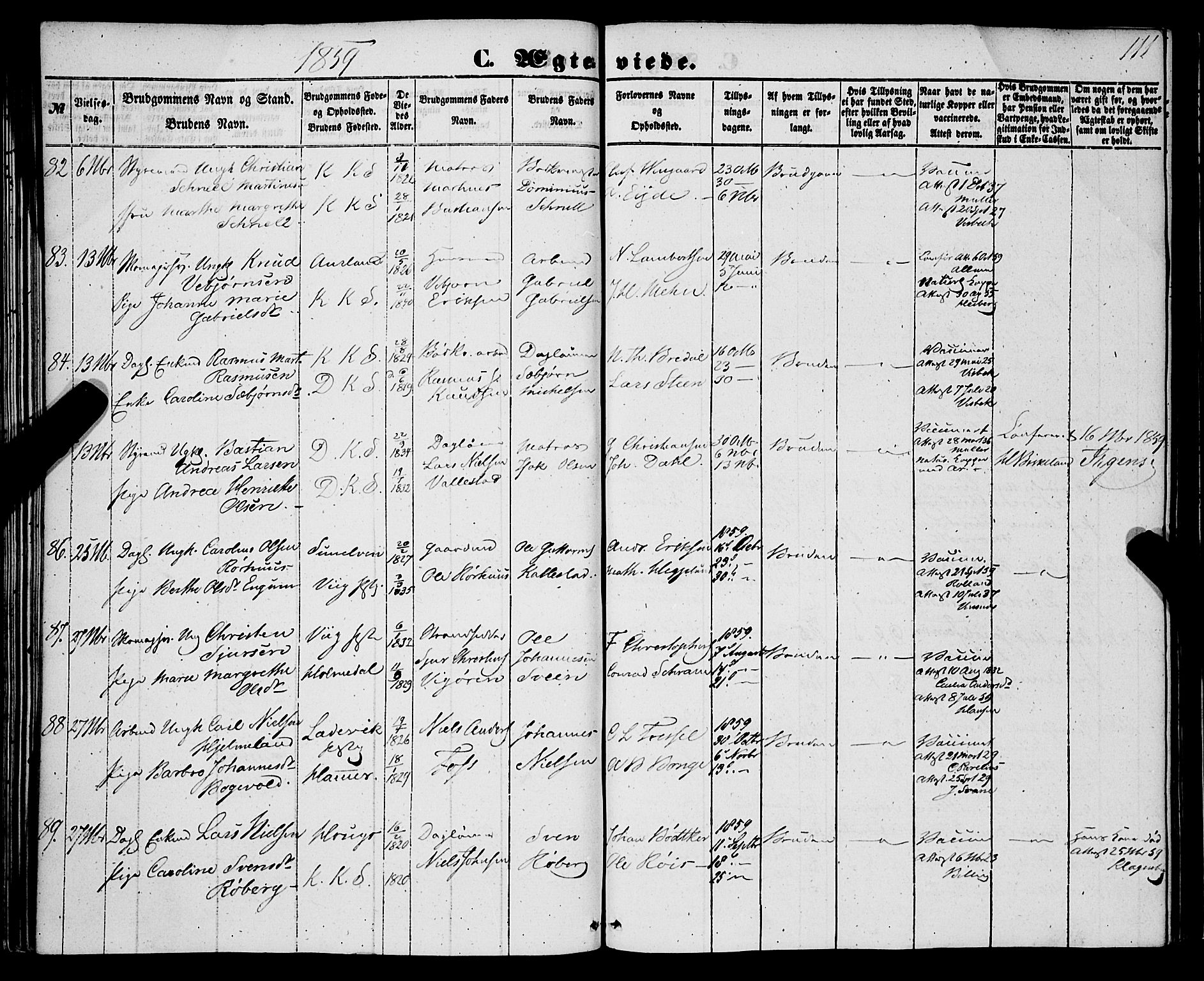 Korskirken sokneprestembete, AV/SAB-A-76101/H/Haa/L0035: Parish register (official) no. D 2, 1852-1867, p. 111