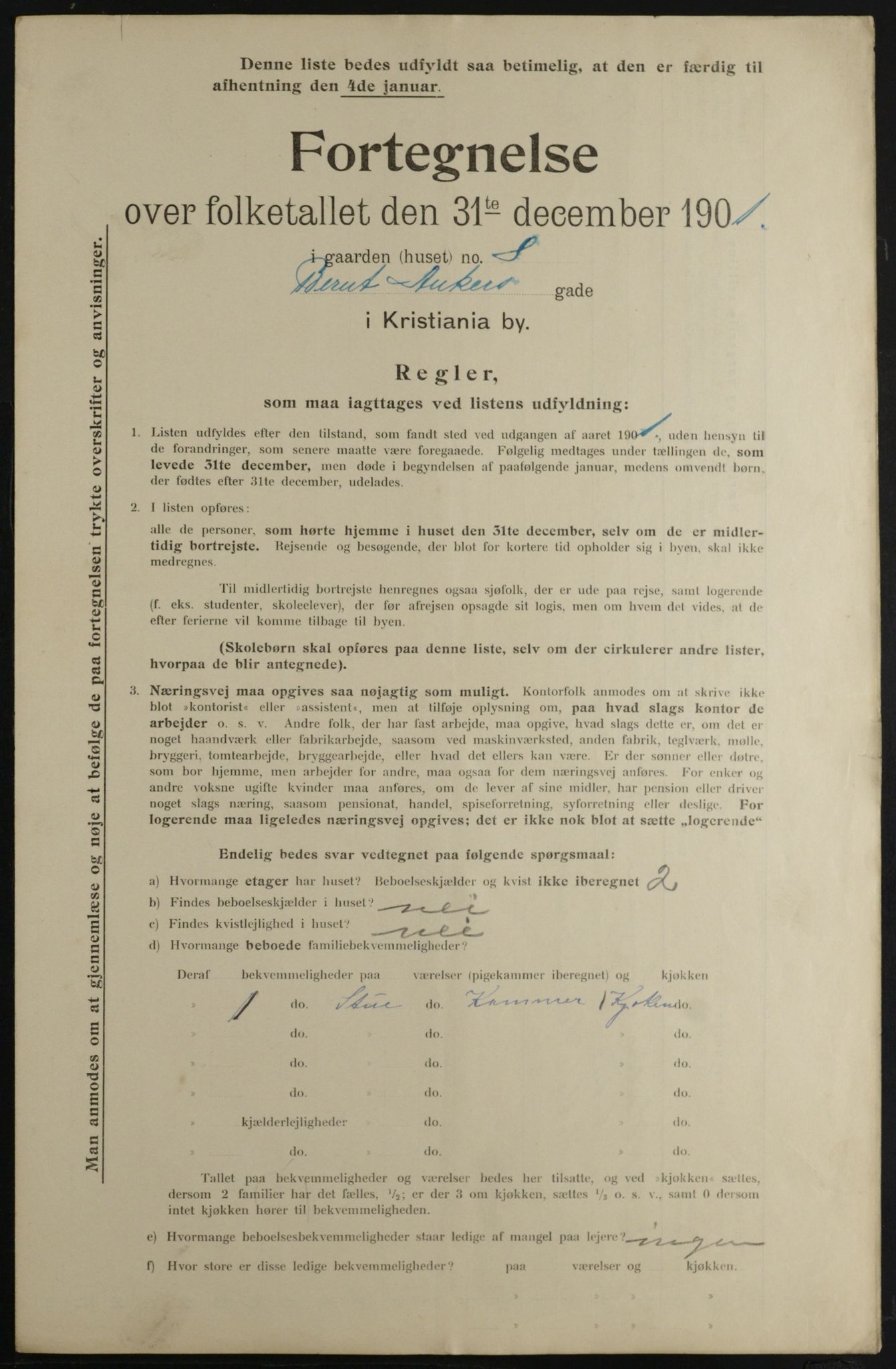 OBA, Municipal Census 1901 for Kristiania, 1901, p. 803