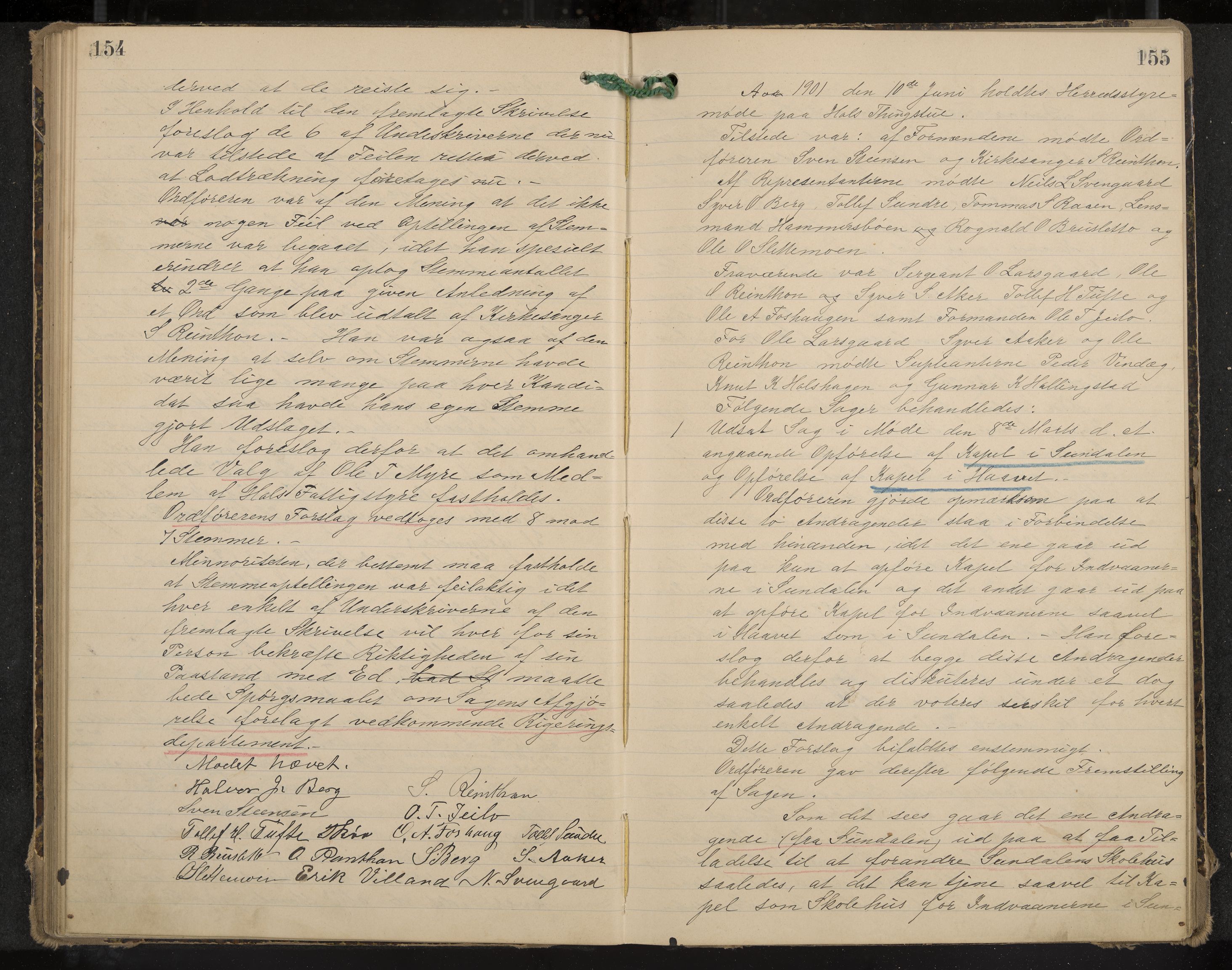 Hol formannskap og sentraladministrasjon, IKAK/0620021-1/A/L0003: Møtebok, 1897-1904, p. 154-155