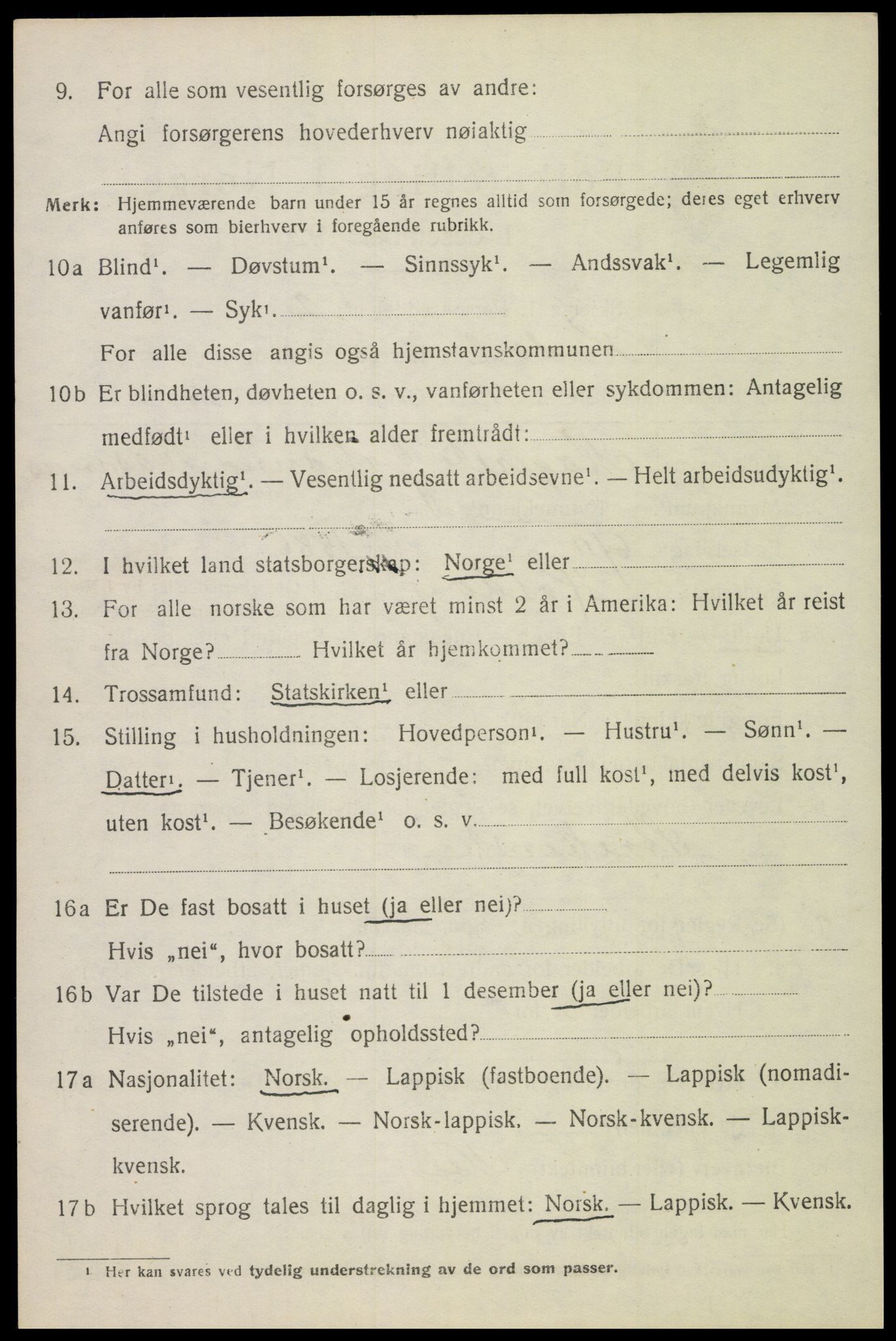 SAT, 1920 census for Hadsel, 1920, p. 7007