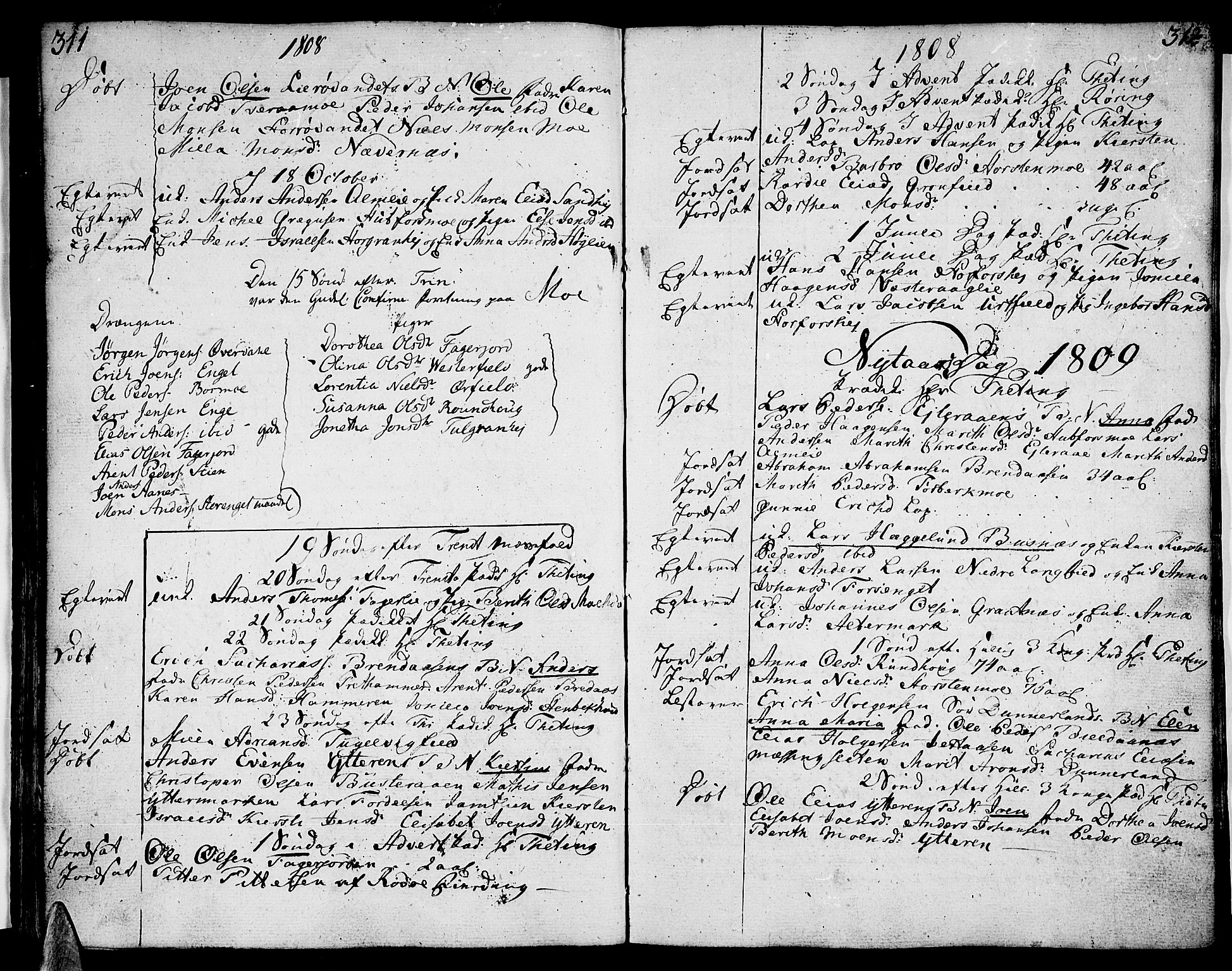 Ministerialprotokoller, klokkerbøker og fødselsregistre - Nordland, AV/SAT-A-1459/825/L0351: Parish register (official) no. 825A06 /2, 1807-1819, p. 311-312