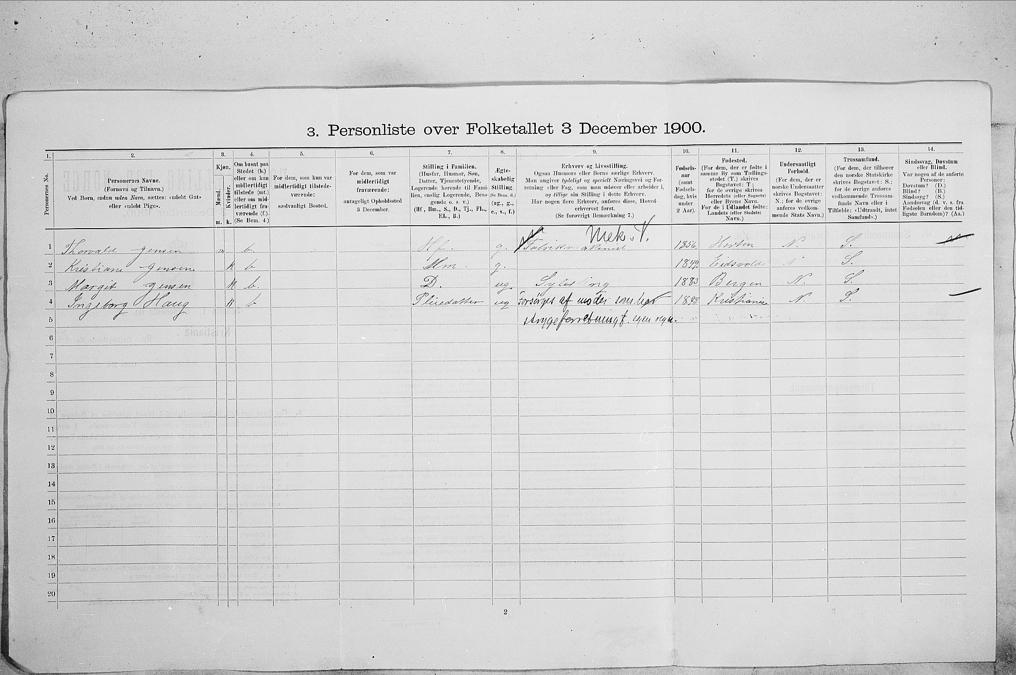 SAO, 1900 census for Kristiania, 1900, p. 68519