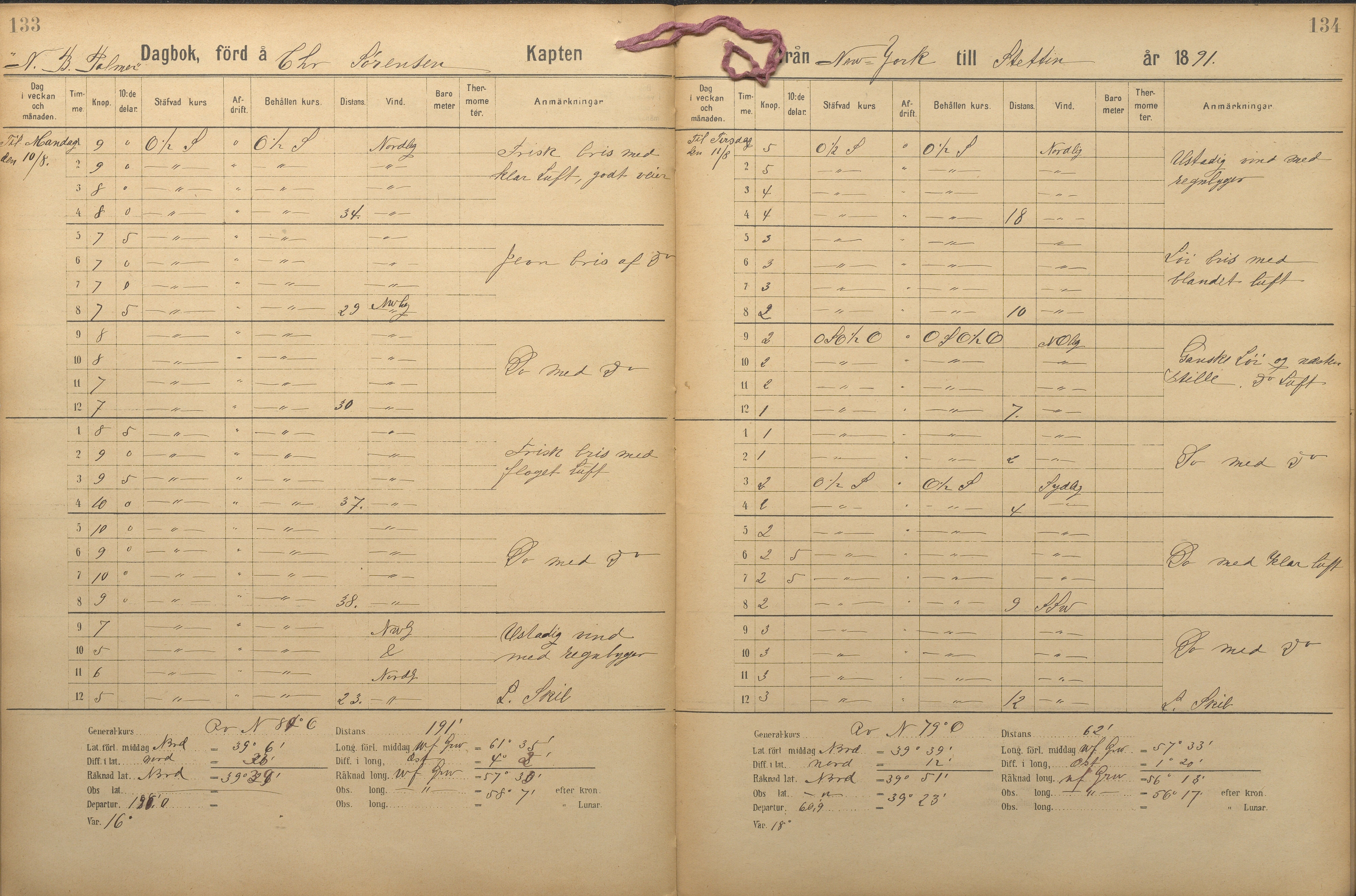 Fartøysarkivet, AAKS/PA-1934/F/L0227: N.B. Palmer (fregatt), 1850-1892, p. 133-134