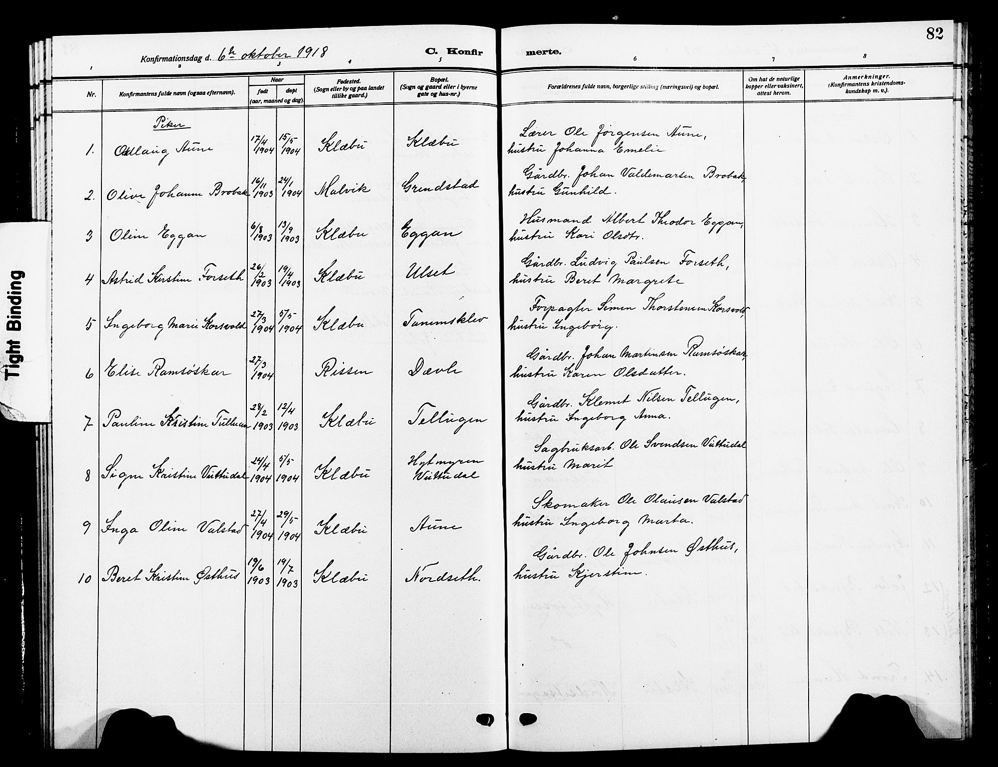 Ministerialprotokoller, klokkerbøker og fødselsregistre - Sør-Trøndelag, SAT/A-1456/618/L0453: Parish register (copy) no. 618C04, 1907-1925, p. 82