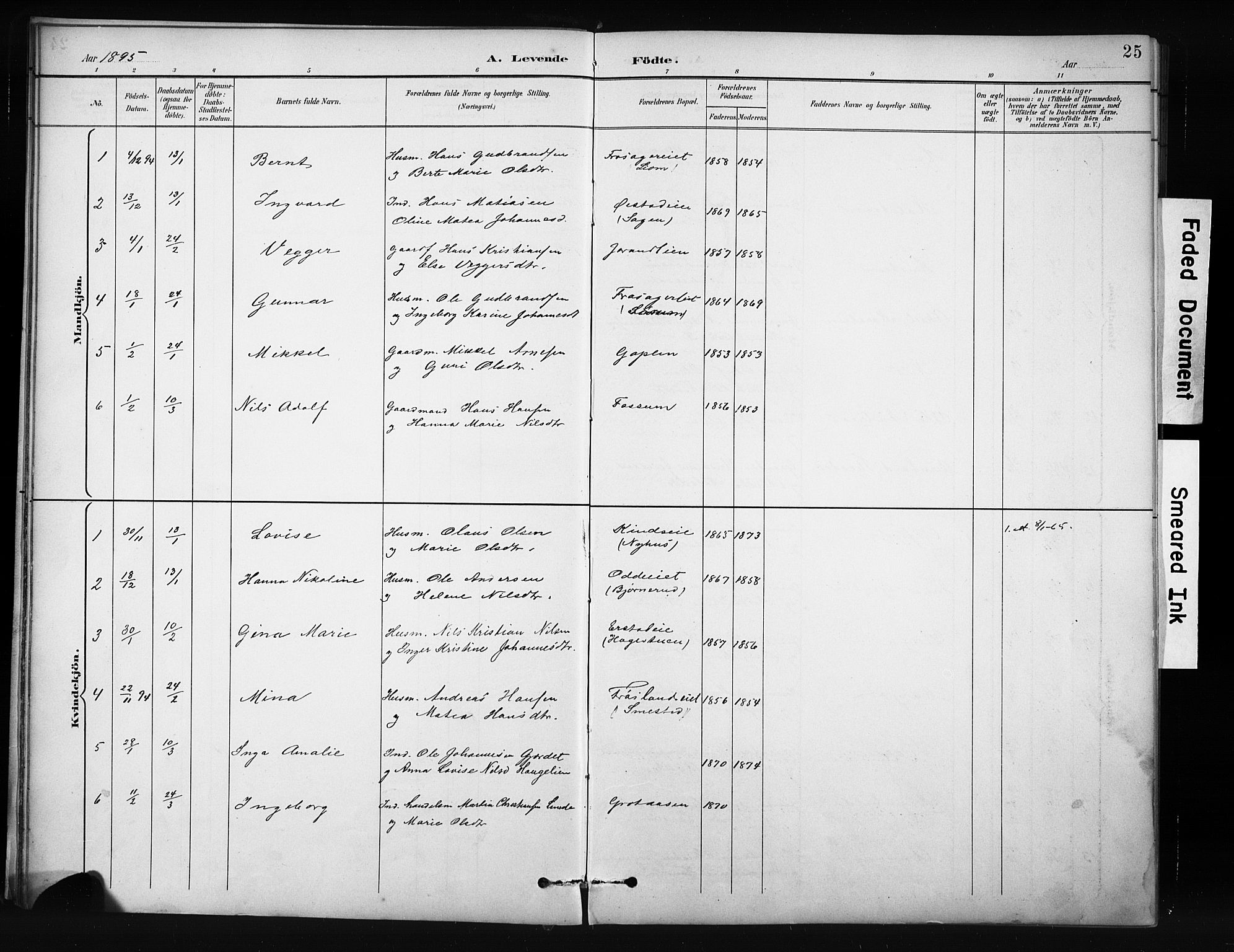 Nordre Land prestekontor, SAH/PREST-124/H/Ha/Hab/L0012: Parish register (copy) no. 12, 1891-1909, p. 25