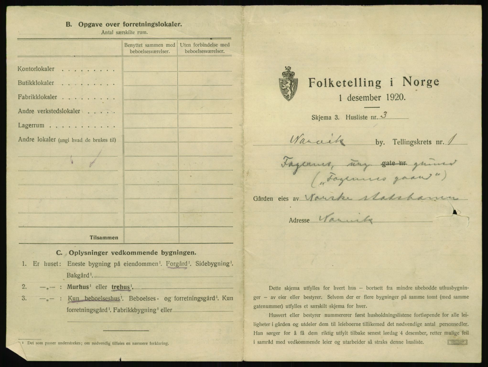 SAT, 1920 census for Narvik, 1920, p. 38