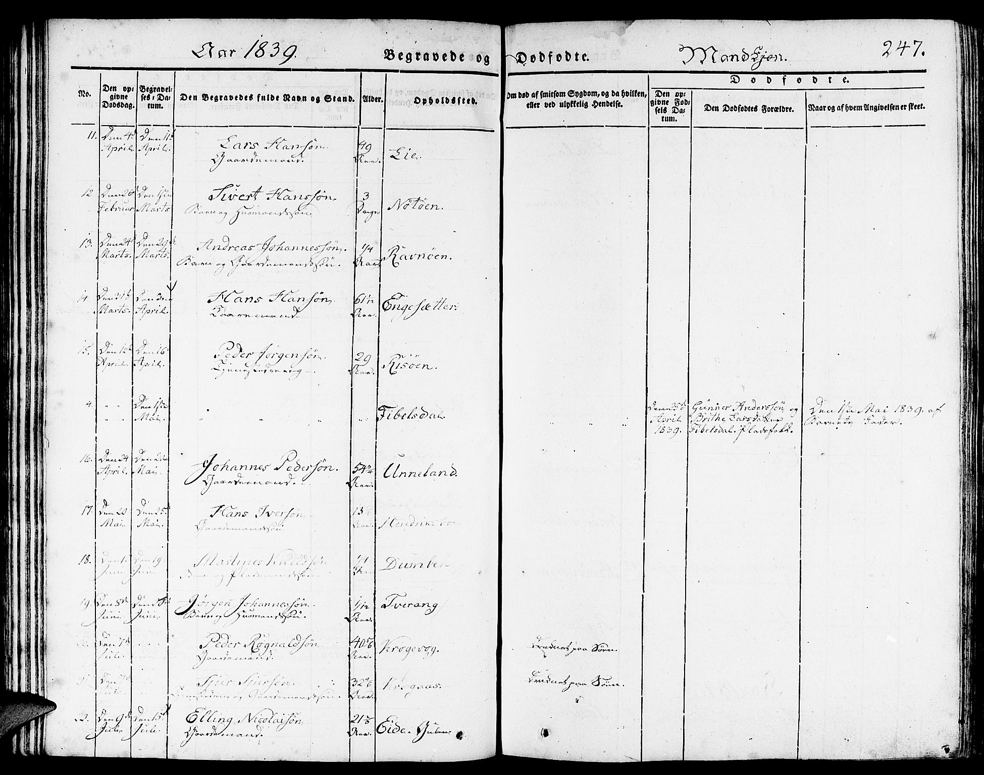 Gulen sokneprestembete, AV/SAB-A-80201/H/Haa/Haaa/L0020: Parish register (official) no. A 20, 1837-1847, p. 247