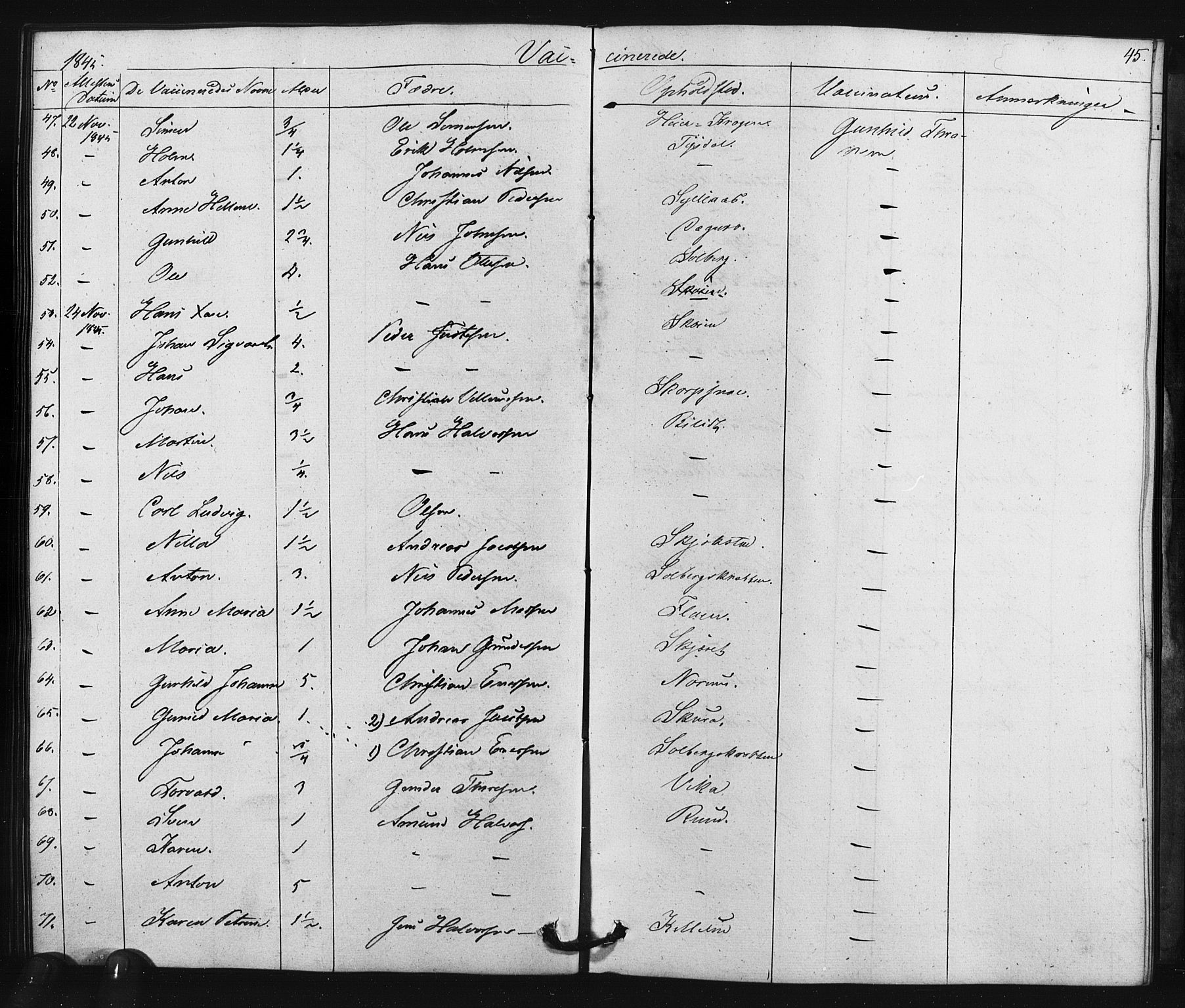 Enebakk prestekontor Kirkebøker, SAO/A-10171c/F/Fa/L0015: Parish register (official) no. I 15, 1830-1867, p. 45