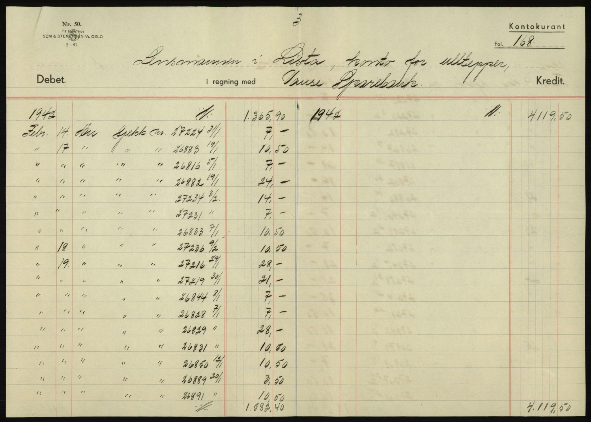 Forsvarsdepartementet, 10. kontor / Oppgjørskontoret, AV/RA-RAFA-1225/D/Db/L0180: Lista oppgjørskontor, 1942-1952, p. 1059