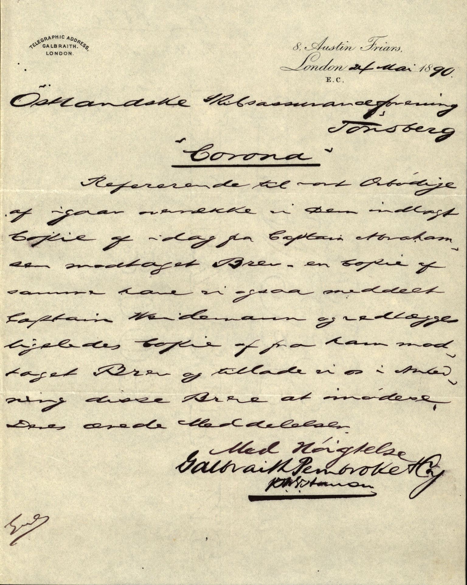 Pa 63 - Østlandske skibsassuranceforening, VEMU/A-1079/G/Ga/L0025/0003: Havaridokumenter / Josephine, Carl, Johanna, Castro, Comorin, Corona, 1890, p. 130