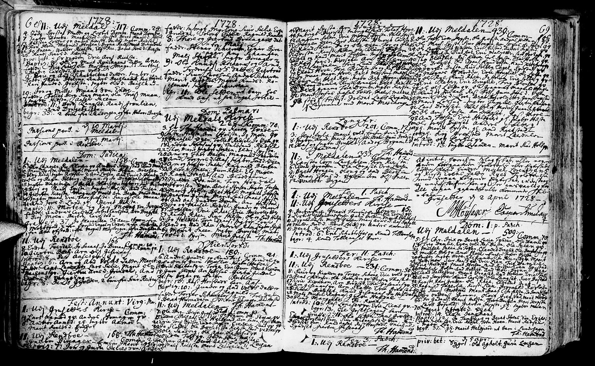 Ministerialprotokoller, klokkerbøker og fødselsregistre - Sør-Trøndelag, SAT/A-1456/672/L0850: Parish register (official) no. 672A03, 1725-1751, p. 68-69
