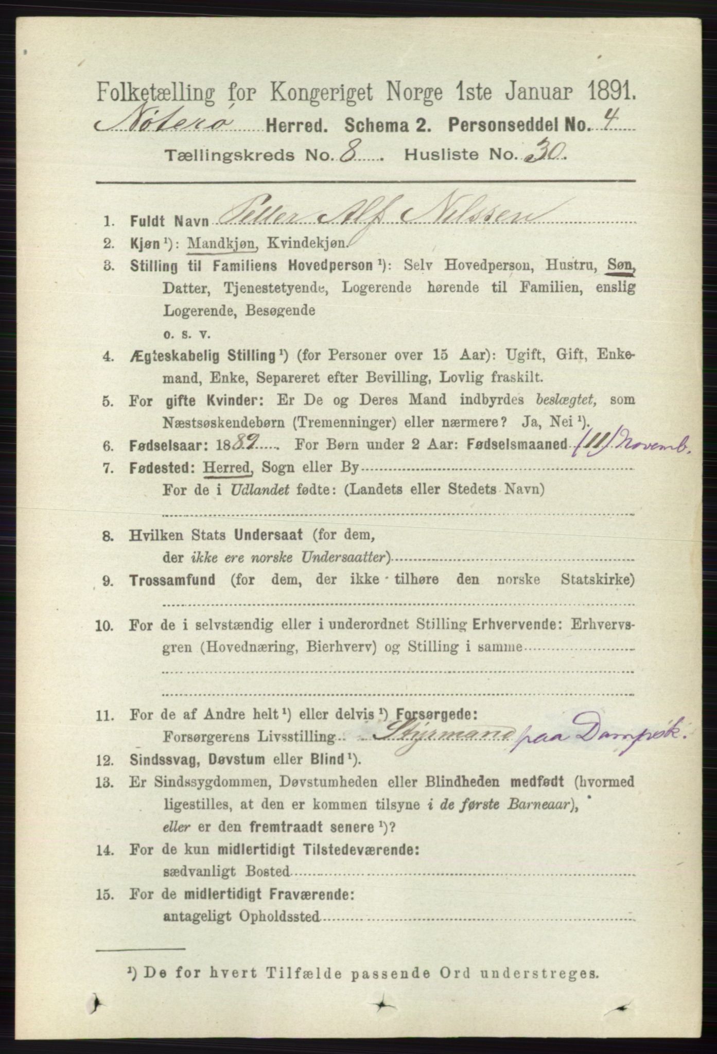 RA, 1891 census for 0722 Nøtterøy, 1891, p. 4028