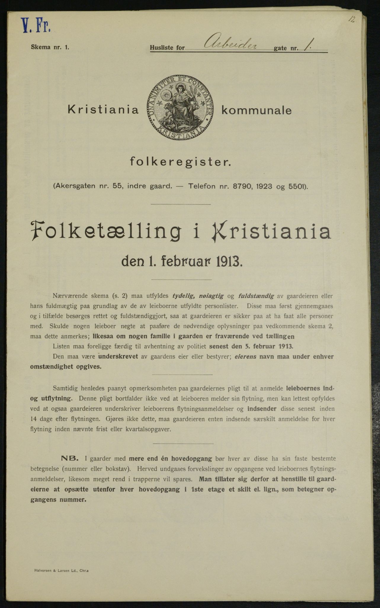 OBA, Municipal Census 1913 for Kristiania, 1913, p. 1374