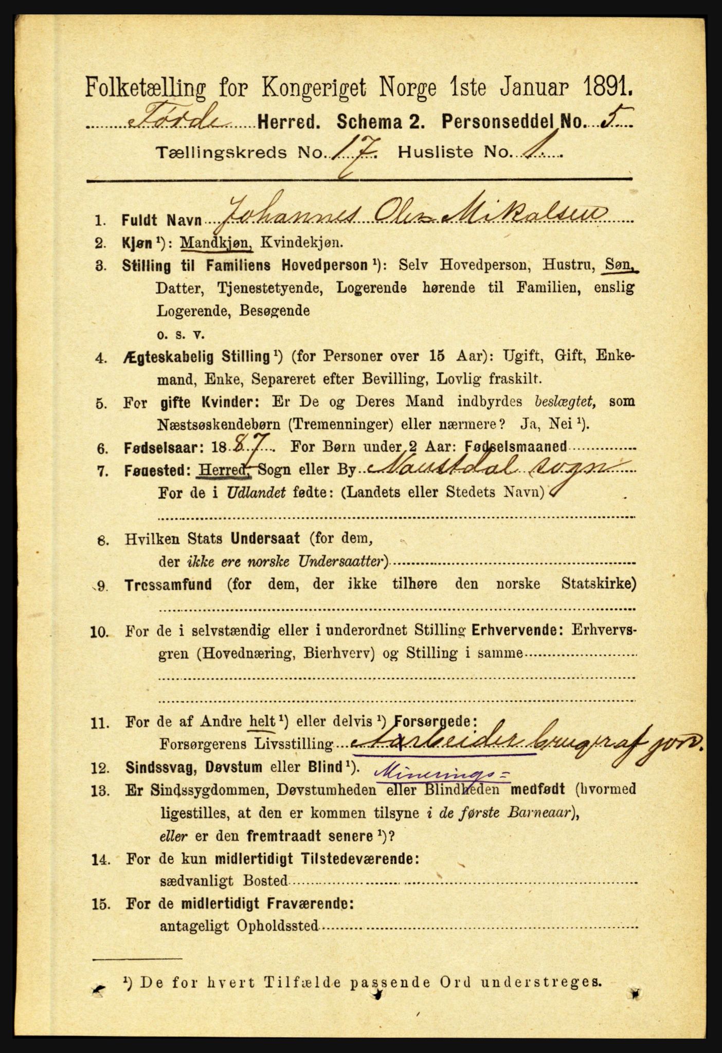 RA, 1891 census for 1432 Førde, 1891, p. 6024