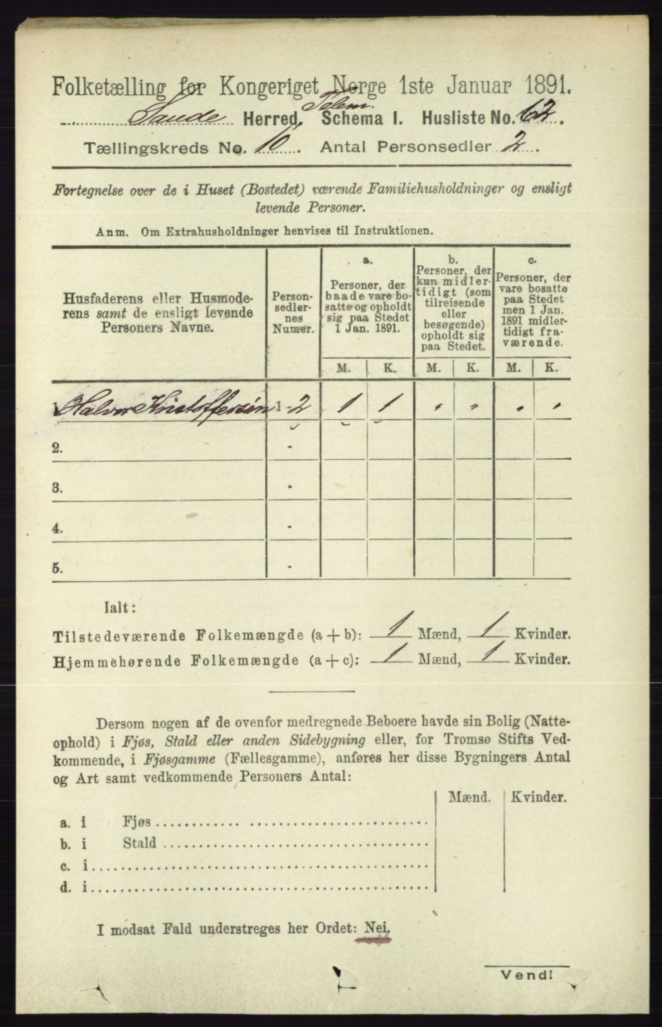 RA, 1891 census for 0822 Sauherad, 1891, p. 2996