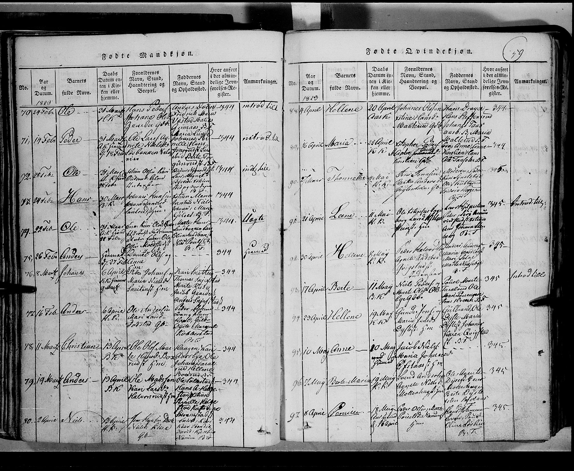 Toten prestekontor, AV/SAH-PREST-102/H/Ha/Hab/L0002: Parish register (copy) no. 2, 1820-1827, p. 59