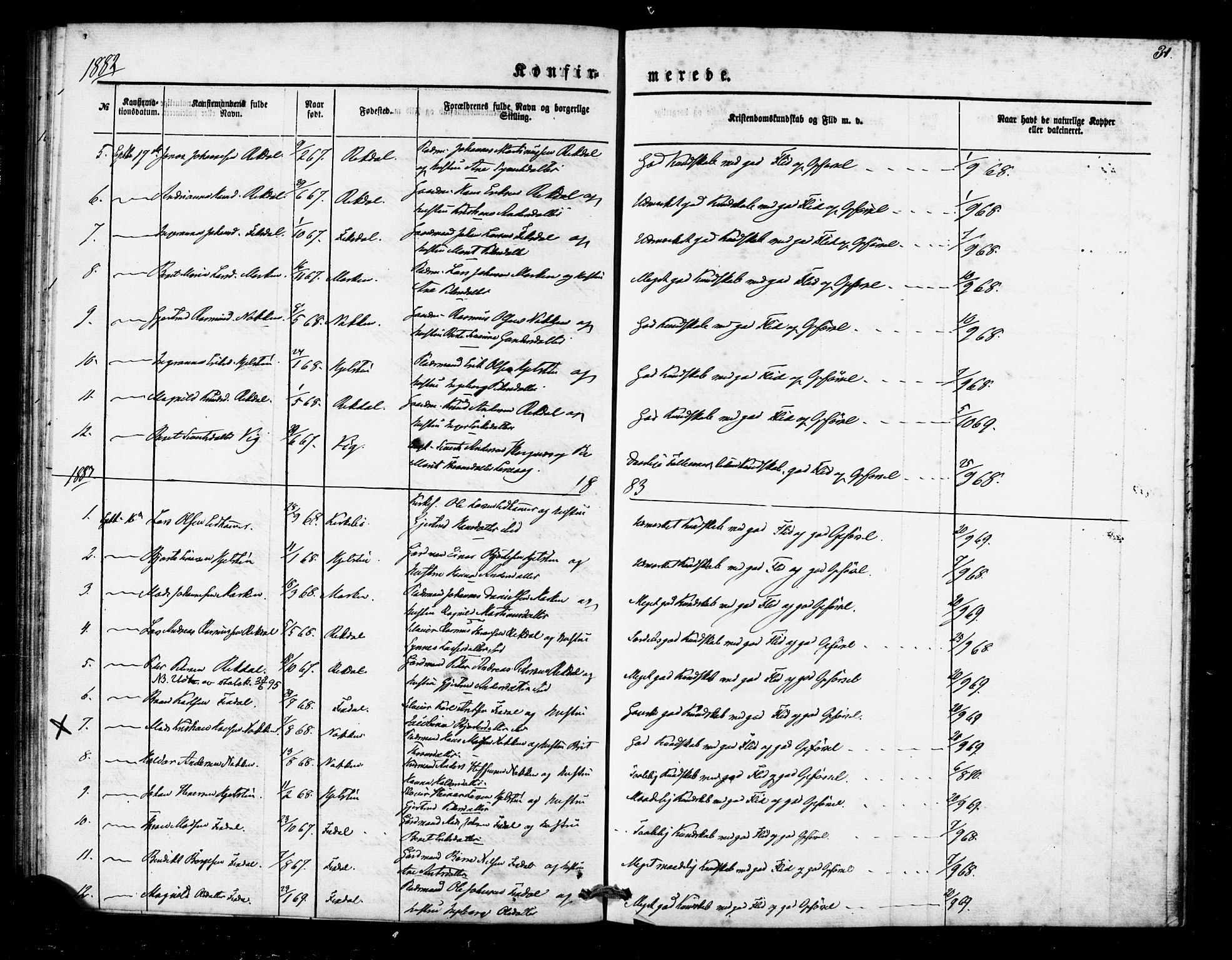Ministerialprotokoller, klokkerbøker og fødselsregistre - Møre og Romsdal, SAT/A-1454/540/L0540: Parish register (official) no. 540A01, 1872-1883, p. 31