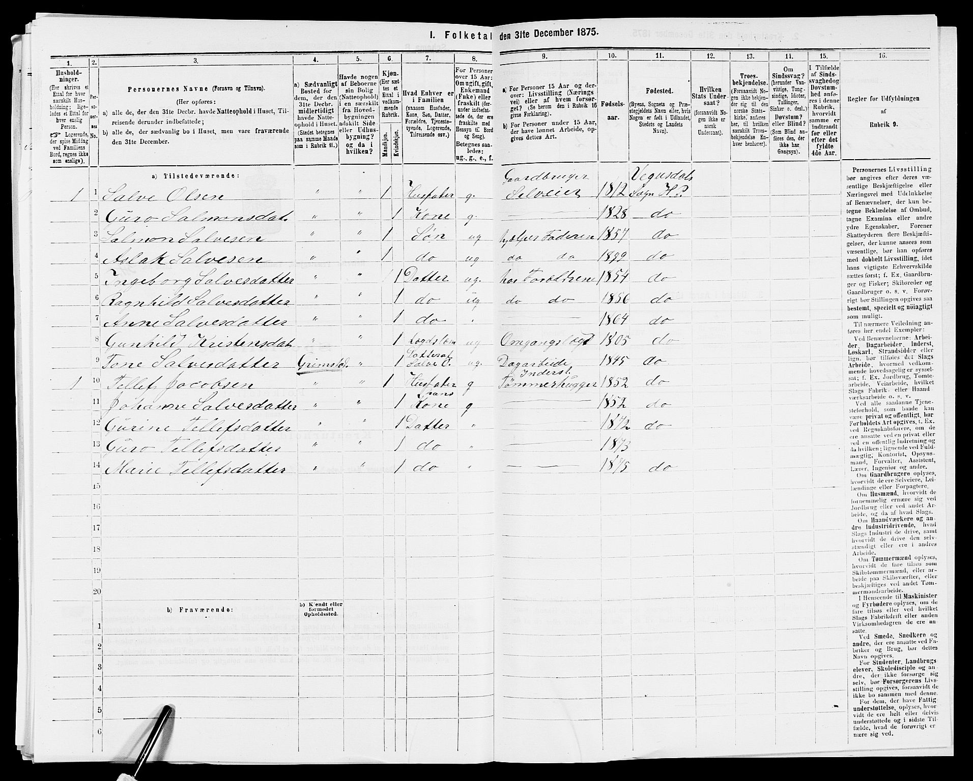 SAK, 1875 census for 0933P Herefoss, 1875, p. 381