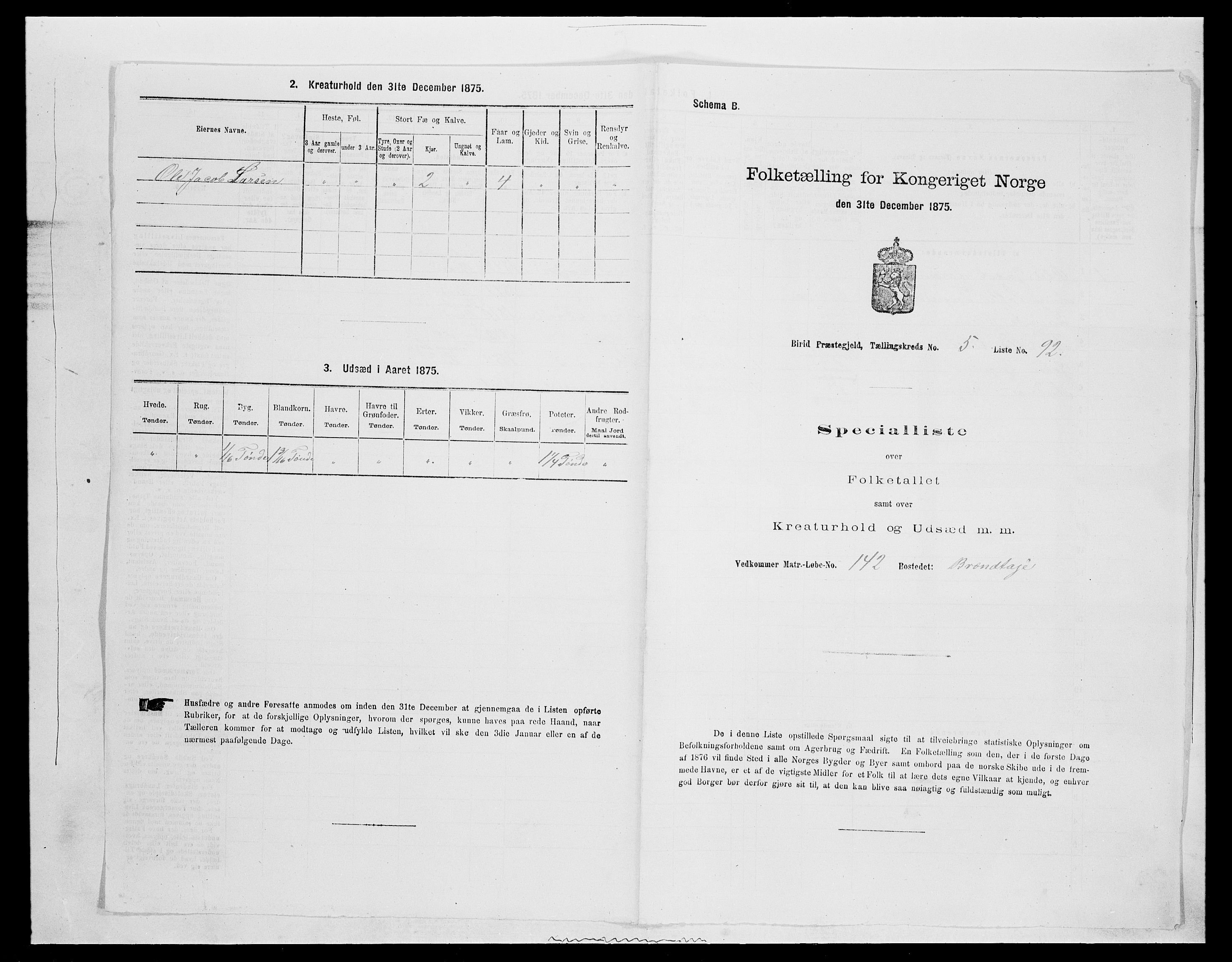 SAH, 1875 census for 0525P Biri, 1875, p. 1125