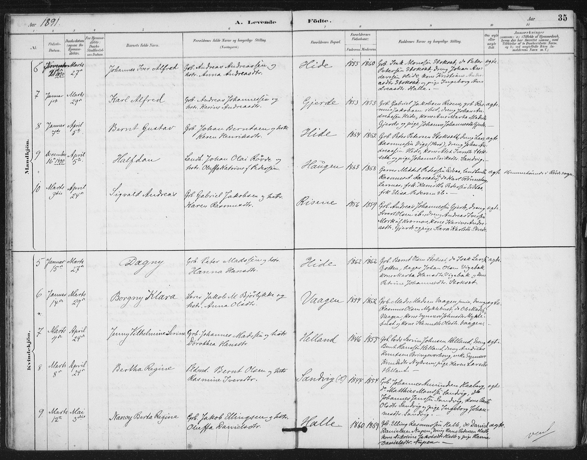 Ministerialprotokoller, klokkerbøker og fødselsregistre - Møre og Romsdal, SAT/A-1454/503/L0037: Parish register (official) no. 503A05, 1884-1900, p. 35