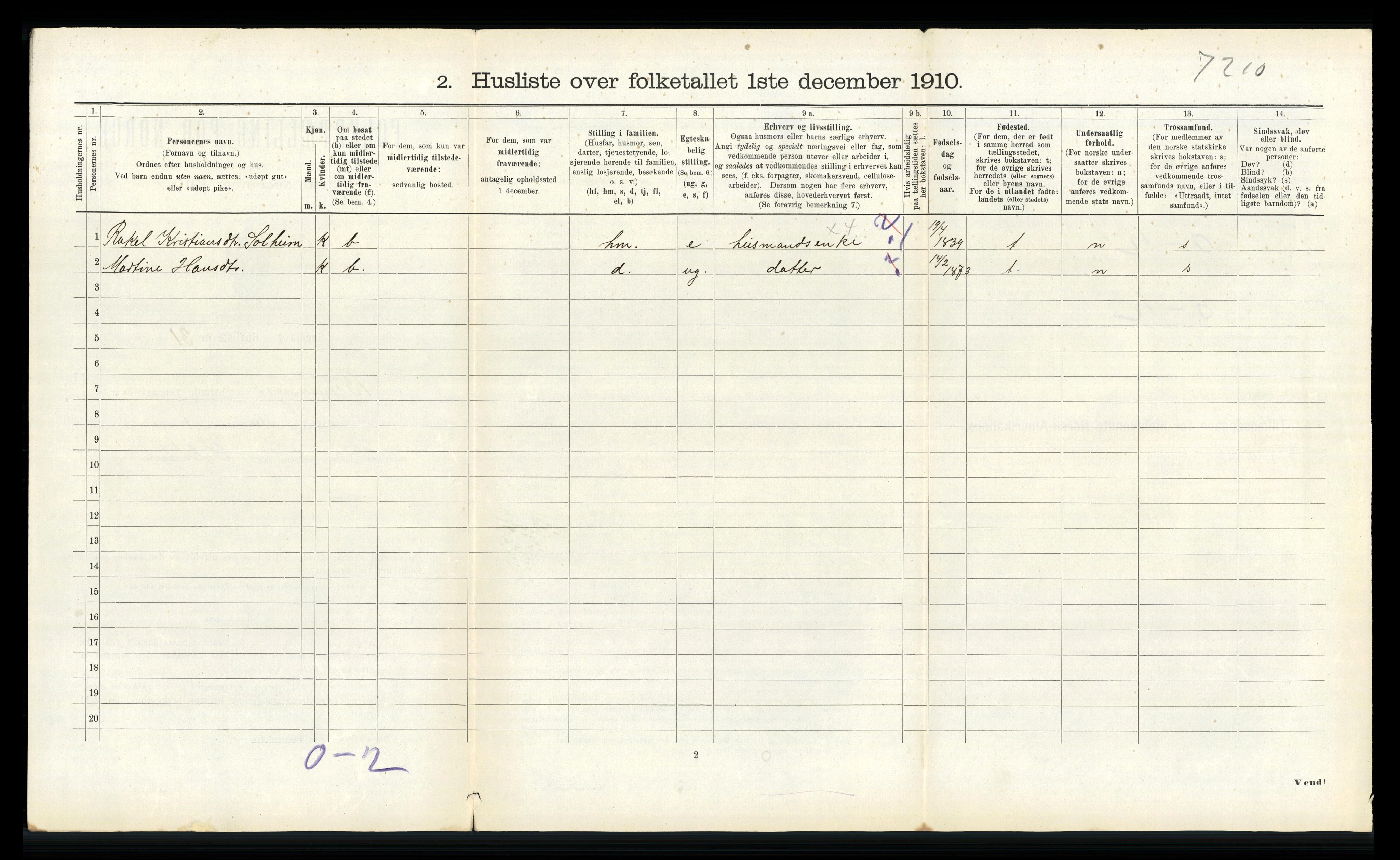 RA, 1910 census for Bremanger, 1910, p. 450