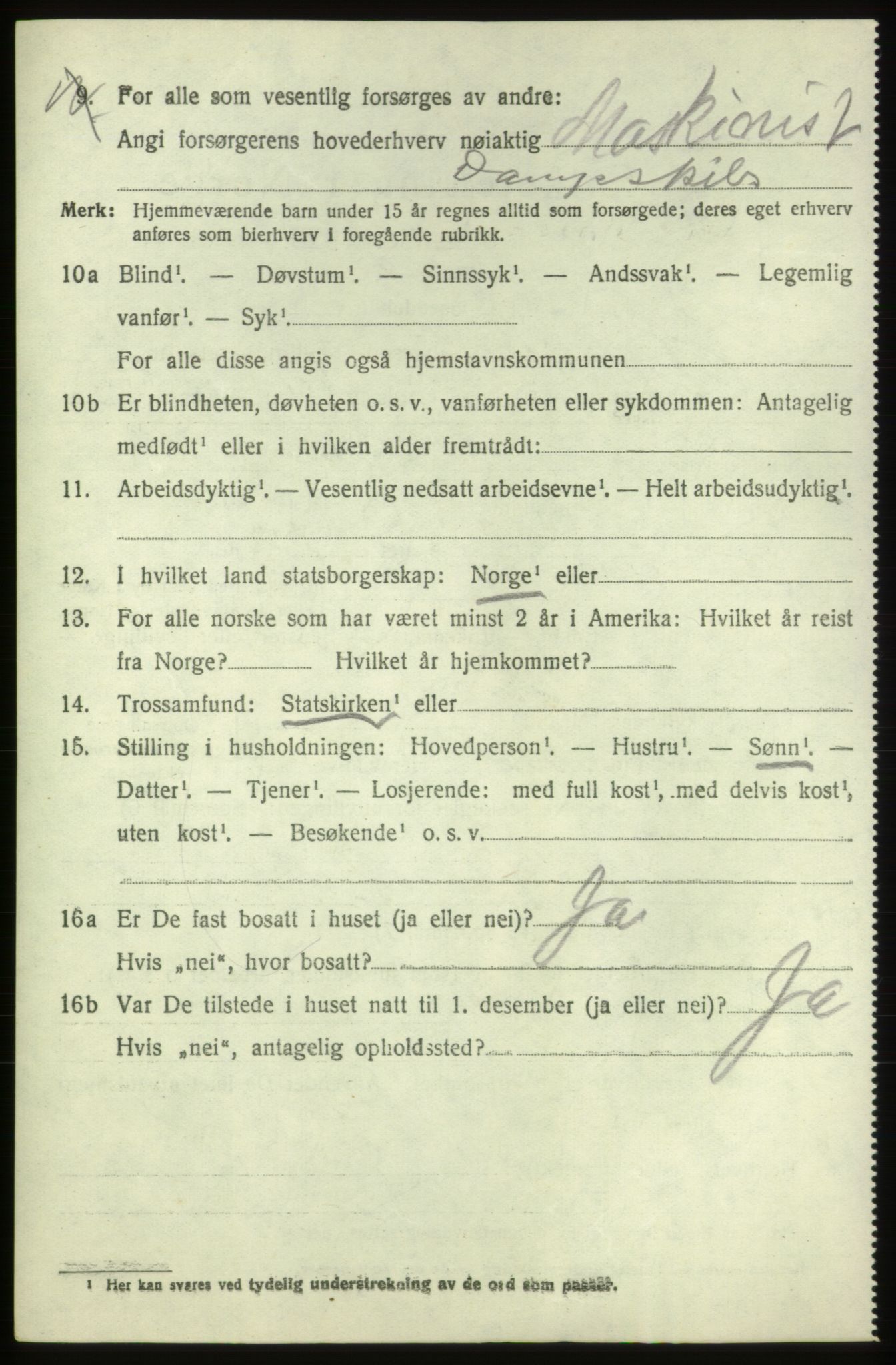 SAB, 1920 census for Tysnes, 1920, p. 8449