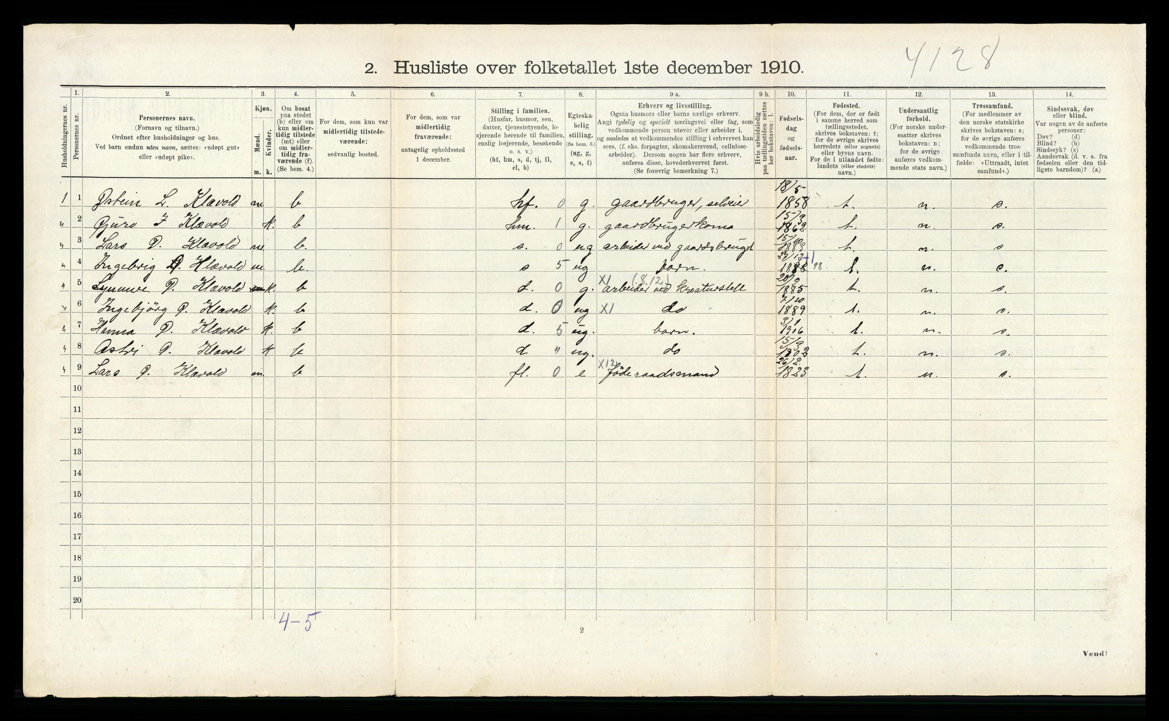 RA, 1910 census for Kyrkjebø, 1910, p. 376