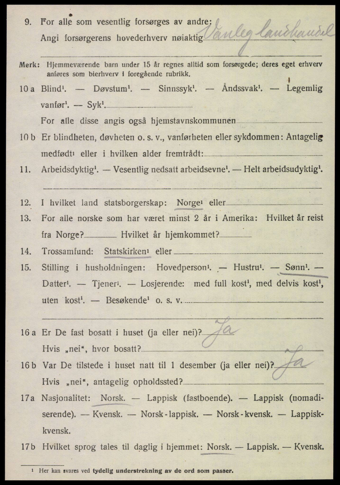 SAT, 1920 census for Frosta, 1920, p. 5159