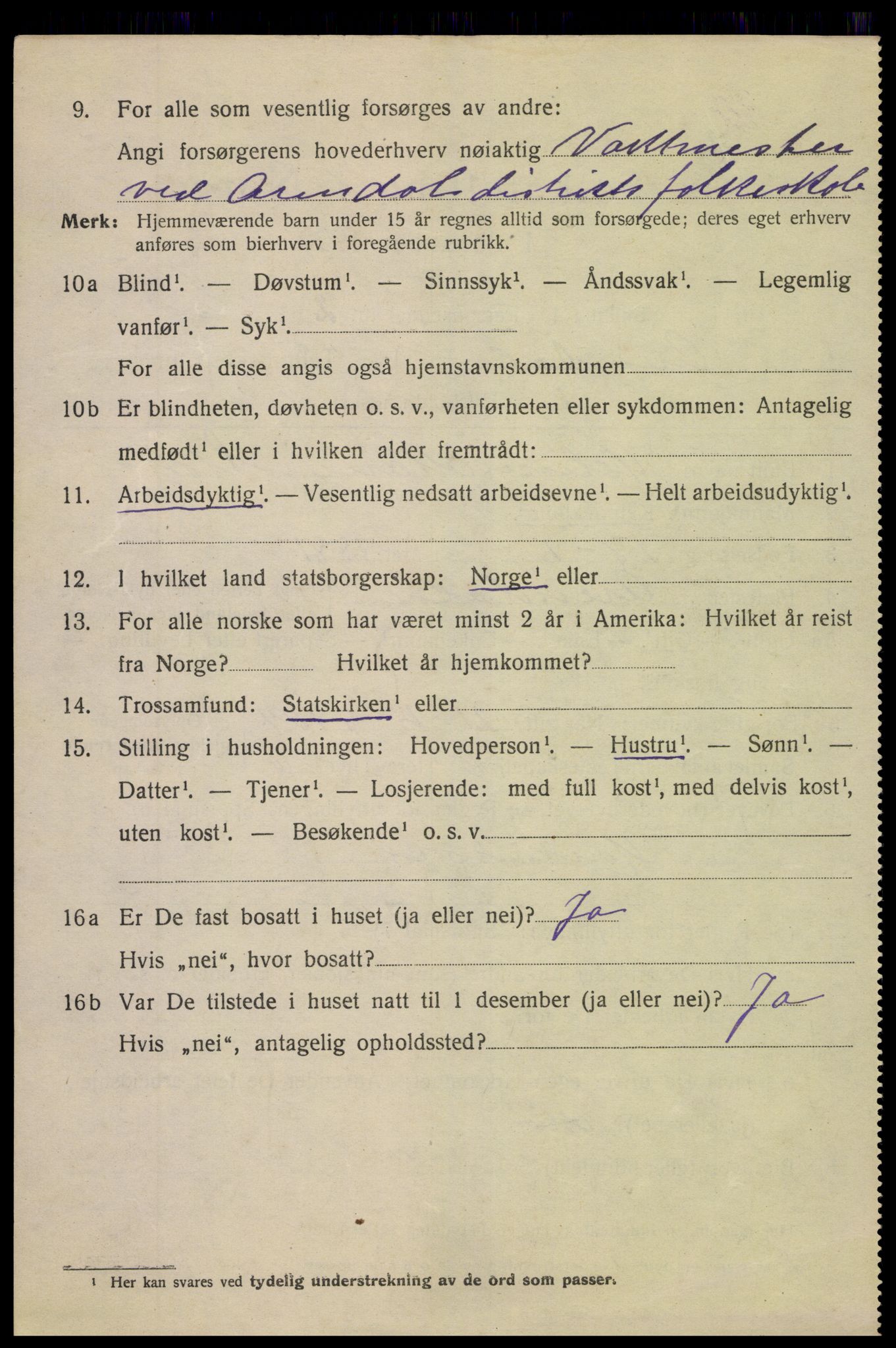 SAK, 1920 census for Arendal, 1920, p. 13549