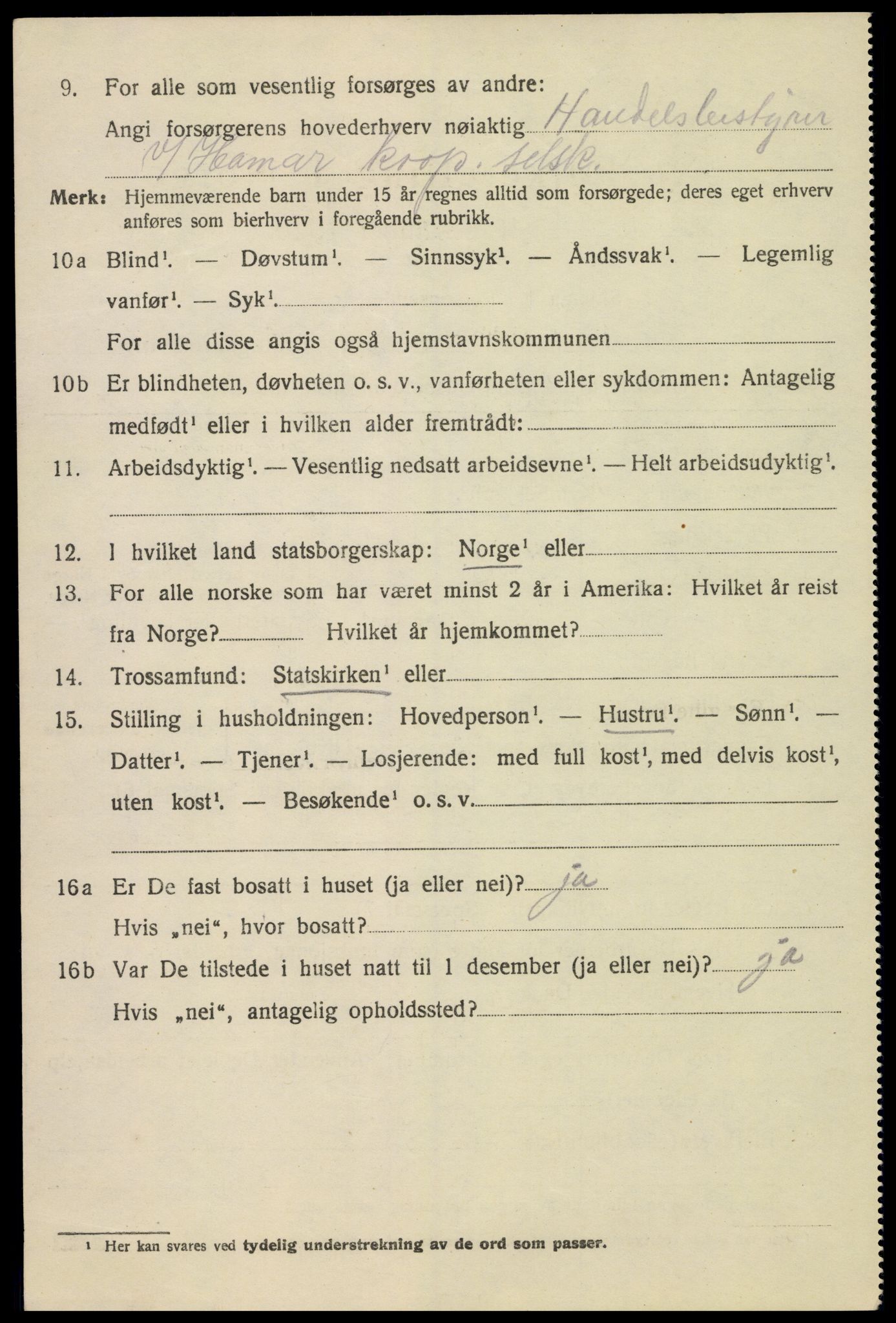 SAH, 1920 census for Hamar, 1920, p. 8394