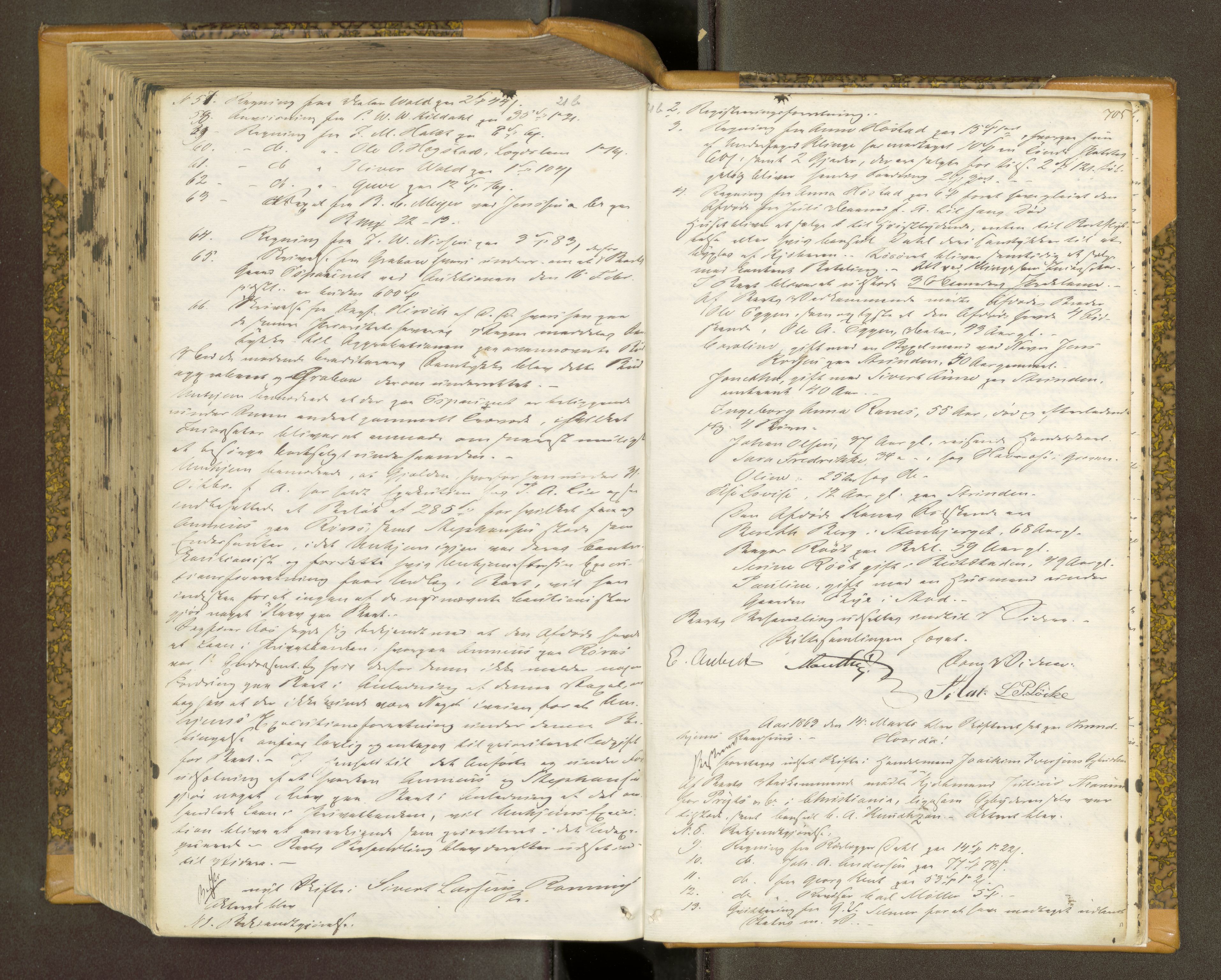 Trondheim byfogd, AV/SAT-A-0003/1/3/3B/L0006: Skiftebehandlingsprotokoll (u/ register)gml.nr.29b. U, 1859-1863, p. 705