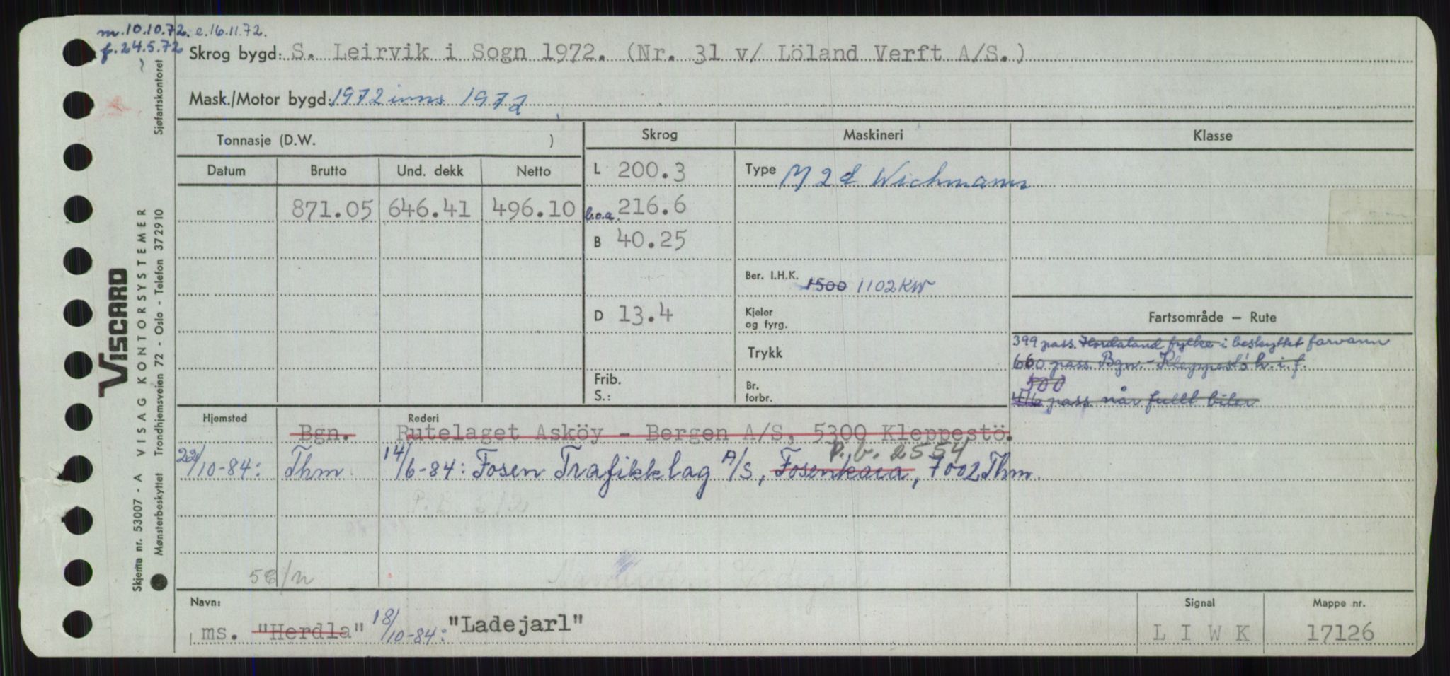 Sjøfartsdirektoratet med forløpere, Skipsmålingen, RA/S-1627/H/Ha/L0003/0002: Fartøy, Hilm-Mar / Fartøy, Kom-Mar, p. 233