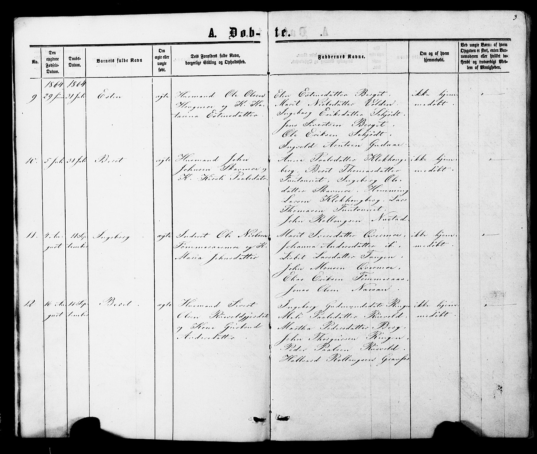 Ministerialprotokoller, klokkerbøker og fødselsregistre - Nord-Trøndelag, SAT/A-1458/706/L0049: Parish register (copy) no. 706C01, 1864-1895, p. 3