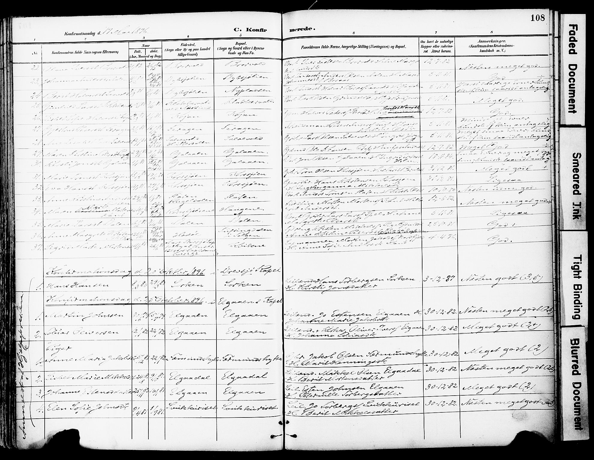 Ministerialprotokoller, klokkerbøker og fødselsregistre - Sør-Trøndelag, AV/SAT-A-1456/681/L0935: Parish register (official) no. 681A13, 1890-1898, p. 108