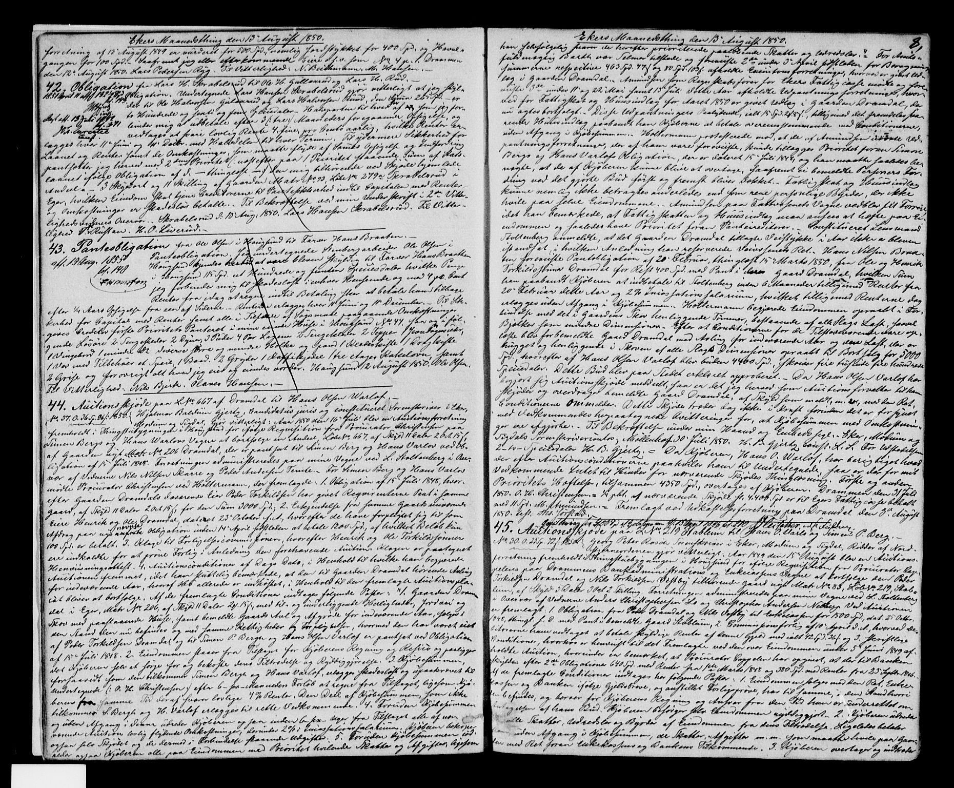 Eiker, Modum og Sigdal sorenskriveri, SAKO/A-123/G/Ga/Gaa/L0013a: Mortgage book no. I 13a, 1850-1852, p. 8