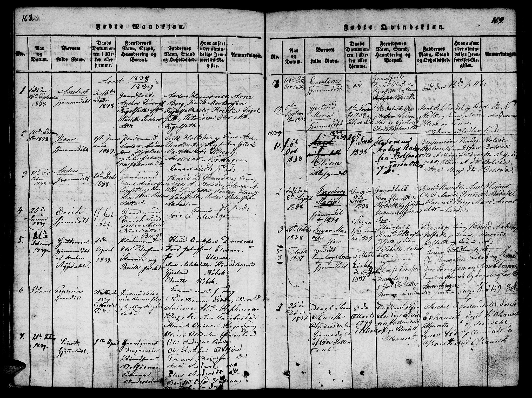 Ministerialprotokoller, klokkerbøker og fødselsregistre - Møre og Romsdal, SAT/A-1454/555/L0652: Parish register (official) no. 555A03, 1817-1843, p. 168-169