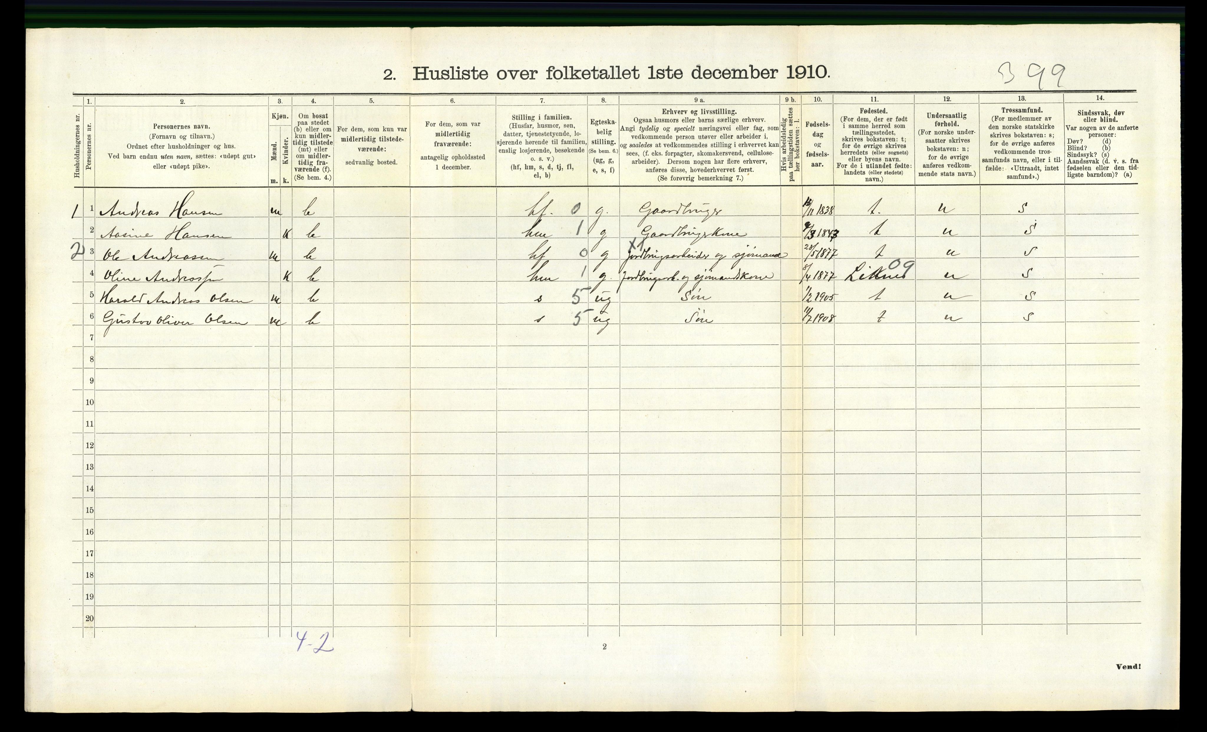 RA, 1910 census for Halse og Harkmark, 1910, p. 743