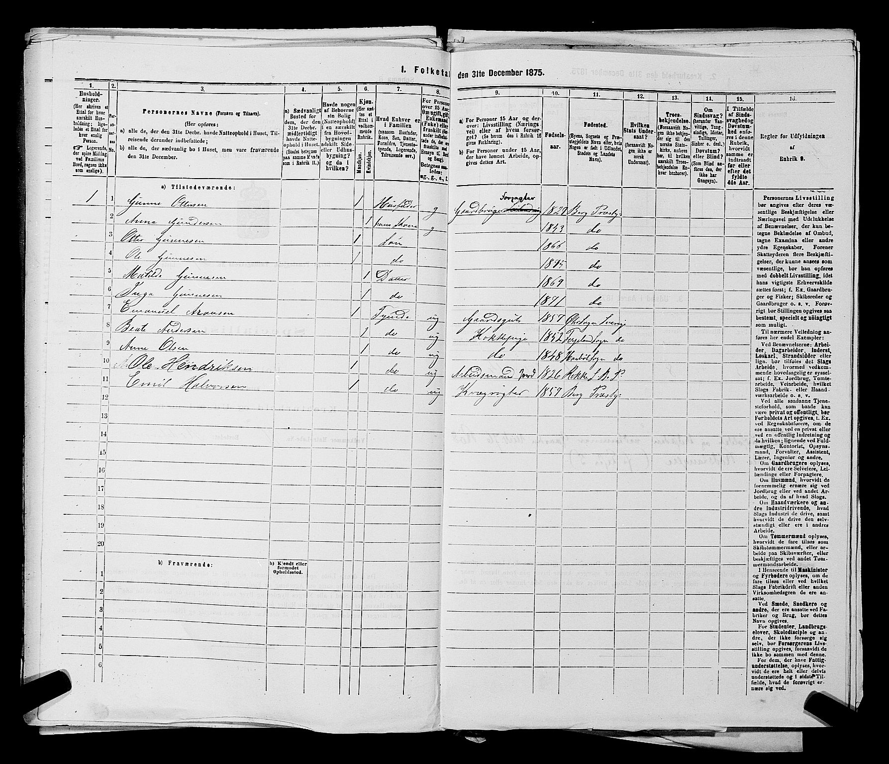 RA, 1875 census for 0116P Berg, 1875, p. 617